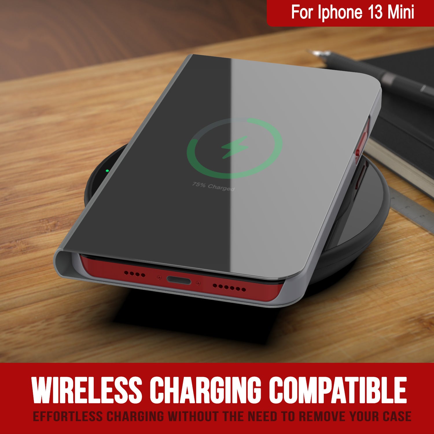 Punkcase iPhone 13 Mini Reflector Case Protective Flip Cover [Silver]