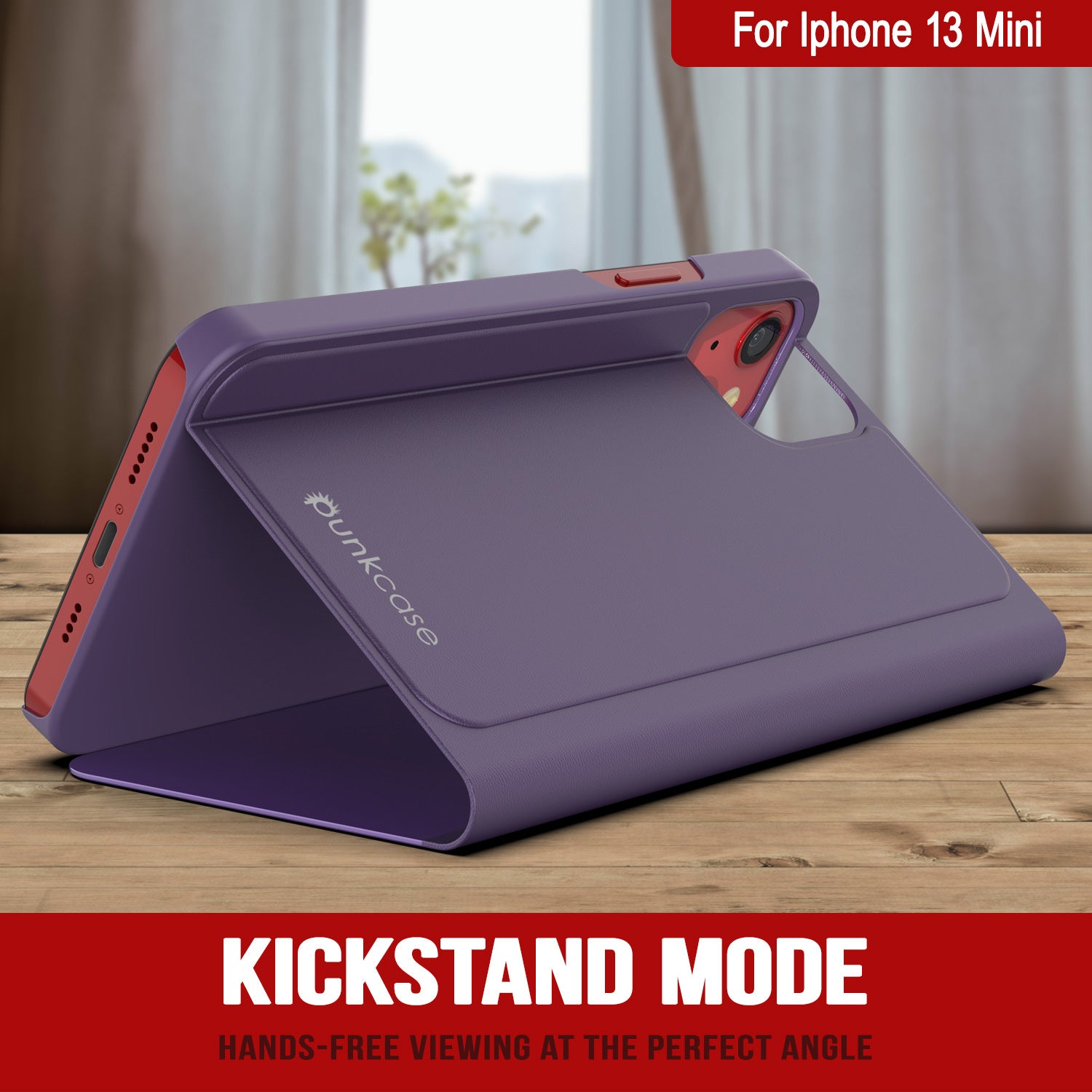Punkcase iPhone 13 Mini Reflector Case Protective Flip Cover [Purple]