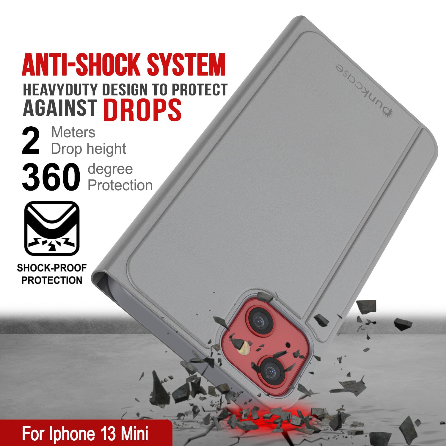 Punkcase iPhone 13 Mini Reflector Case Protective Flip Cover [Silver]