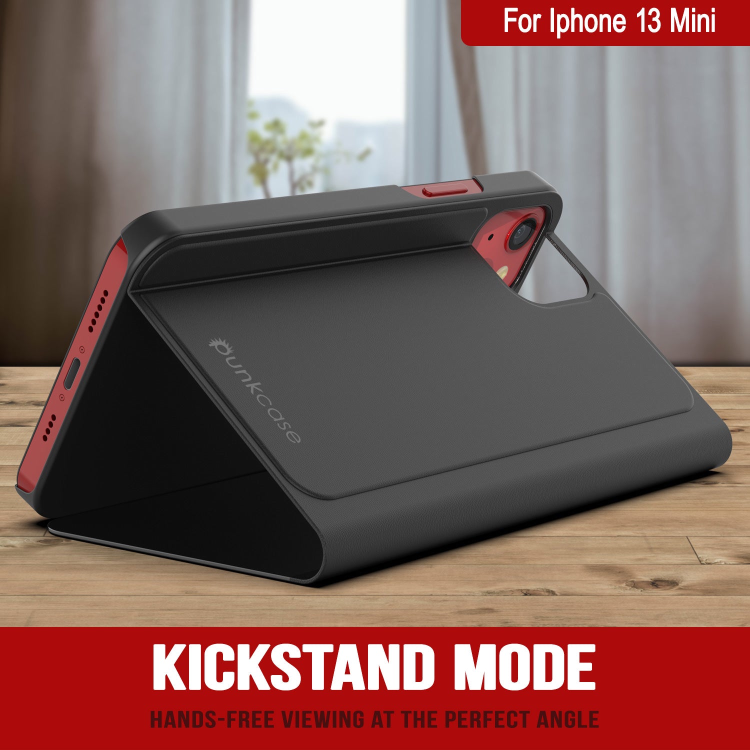 Punkcase iPhone 13 Mini Reflector Case Protective Flip Cover [Black]