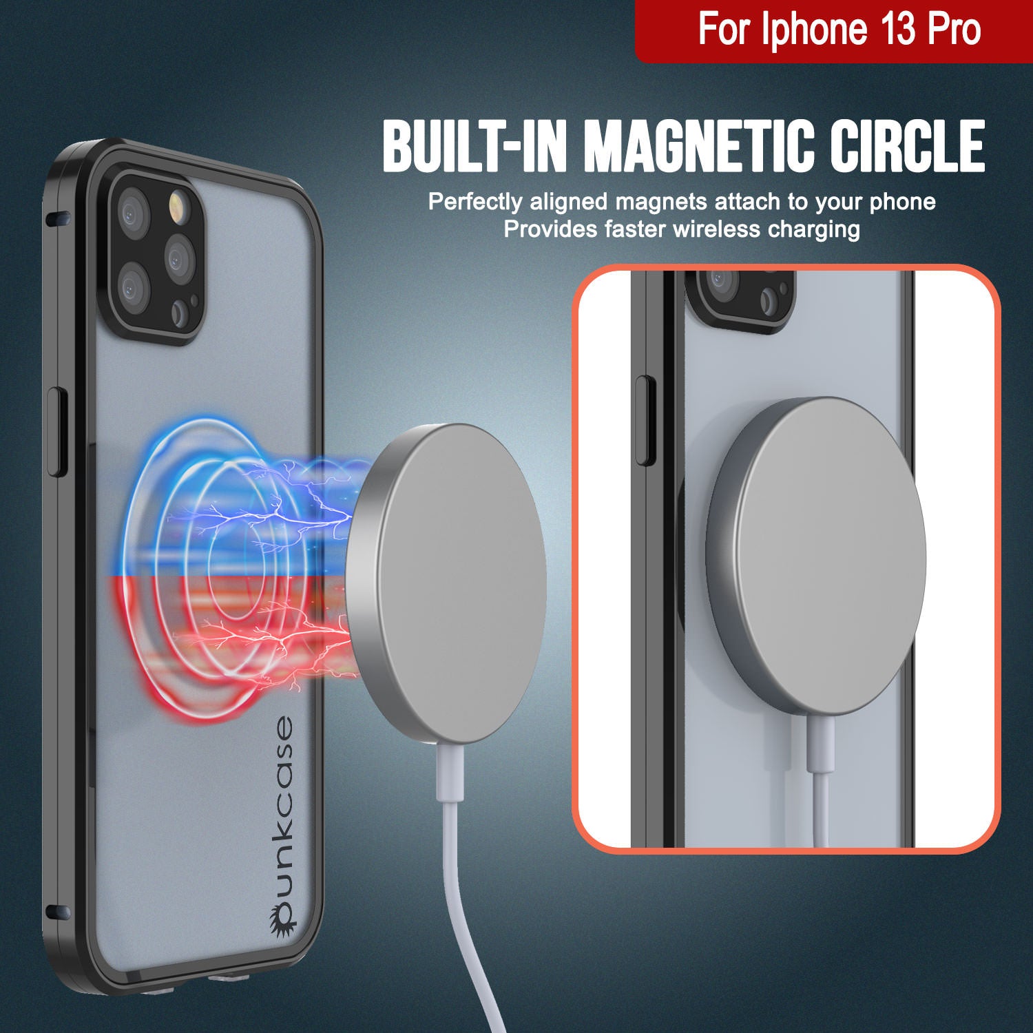 Punkcase iPhone 13 Pro Case [GlassMag Series] Cover W/ Built-In MagSafe Charging Circle [Black]