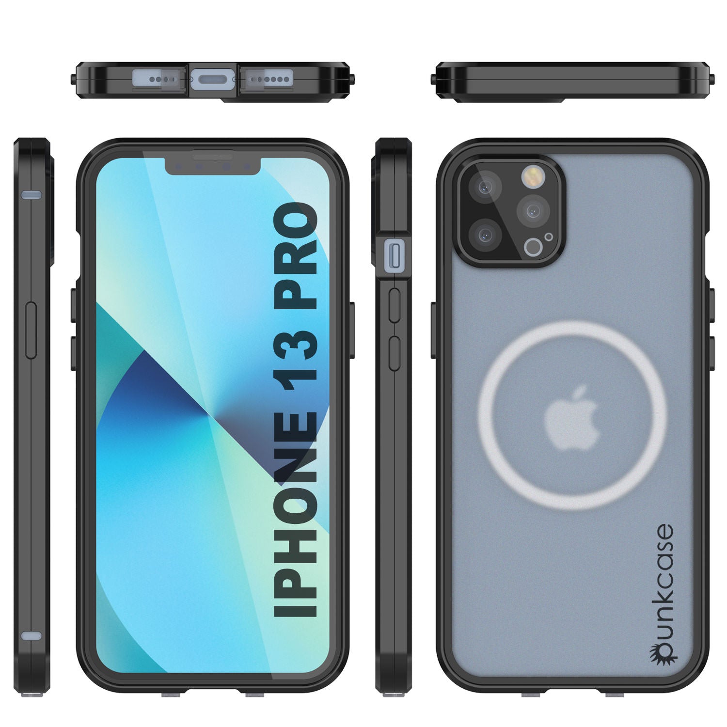 Punkcase iPhone 13 Pro Case [GlassMag Series] Cover W/ Built-In MagSafe Charging Circle [Black]