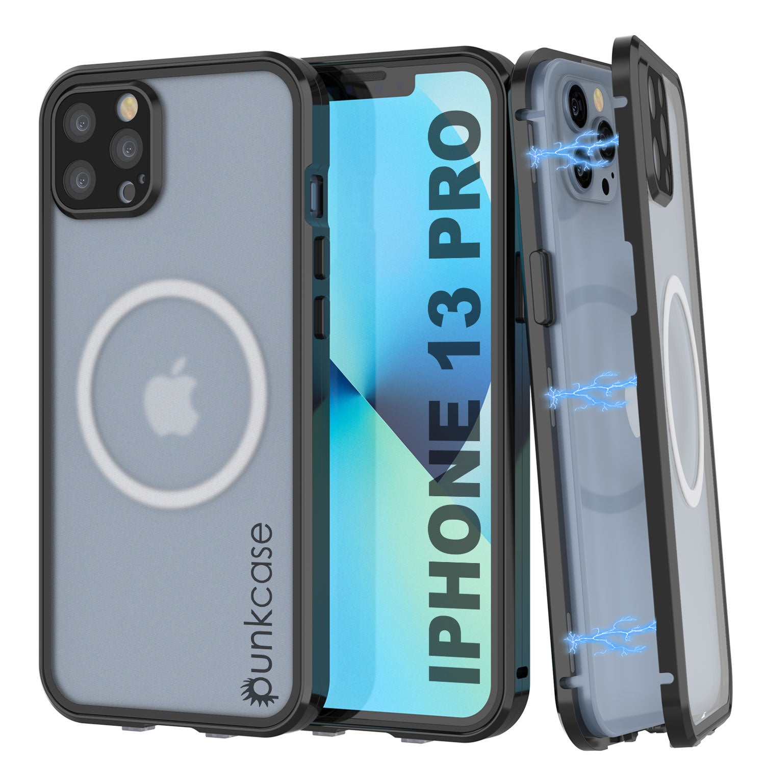 Punkcase iPhone 13 Pro Case [GlassMag Series] Cover W/ Built-In MagSafe Charging Circle [Black]