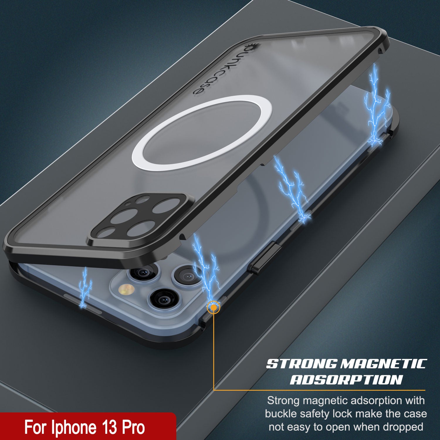 Punkcase iPhone 13 Pro Case [GlassMag Series] Cover W/ Built-In MagSafe Charging Circle [Black]