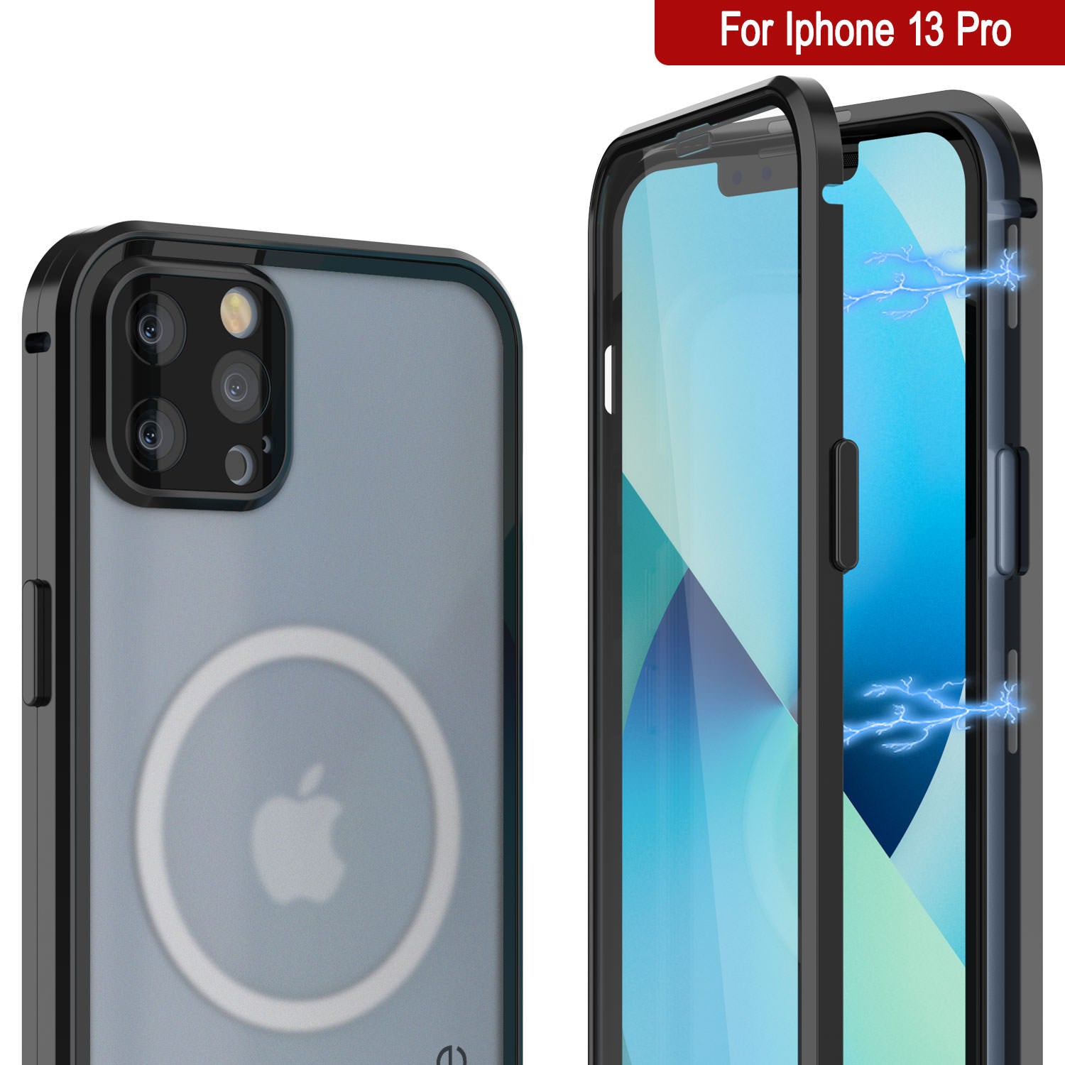 Punkcase iPhone 13 Pro Case [GlassMag Series] Cover W/ Built-In MagSafe Charging Circle [Black]