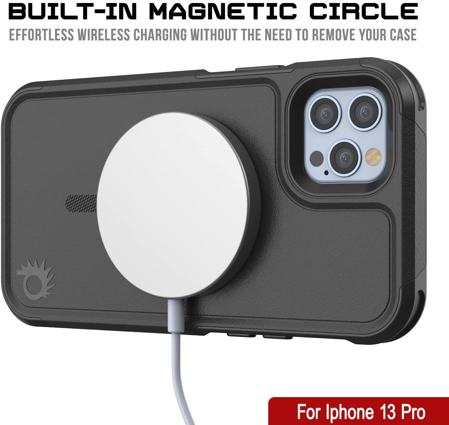 PunkCase iPhone 13 Pro Case, [Spartan 2.0 Series] Clear Rugged Heavy Duty Cover W/Built in Screen Protector [Black]