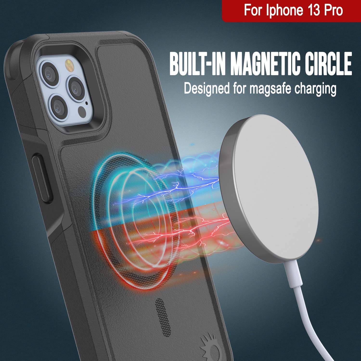 PunkCase iPhone 13 Pro Case, [Spartan 2.0 Series] Clear Rugged Heavy Duty Cover W/Built in Screen Protector [Black]