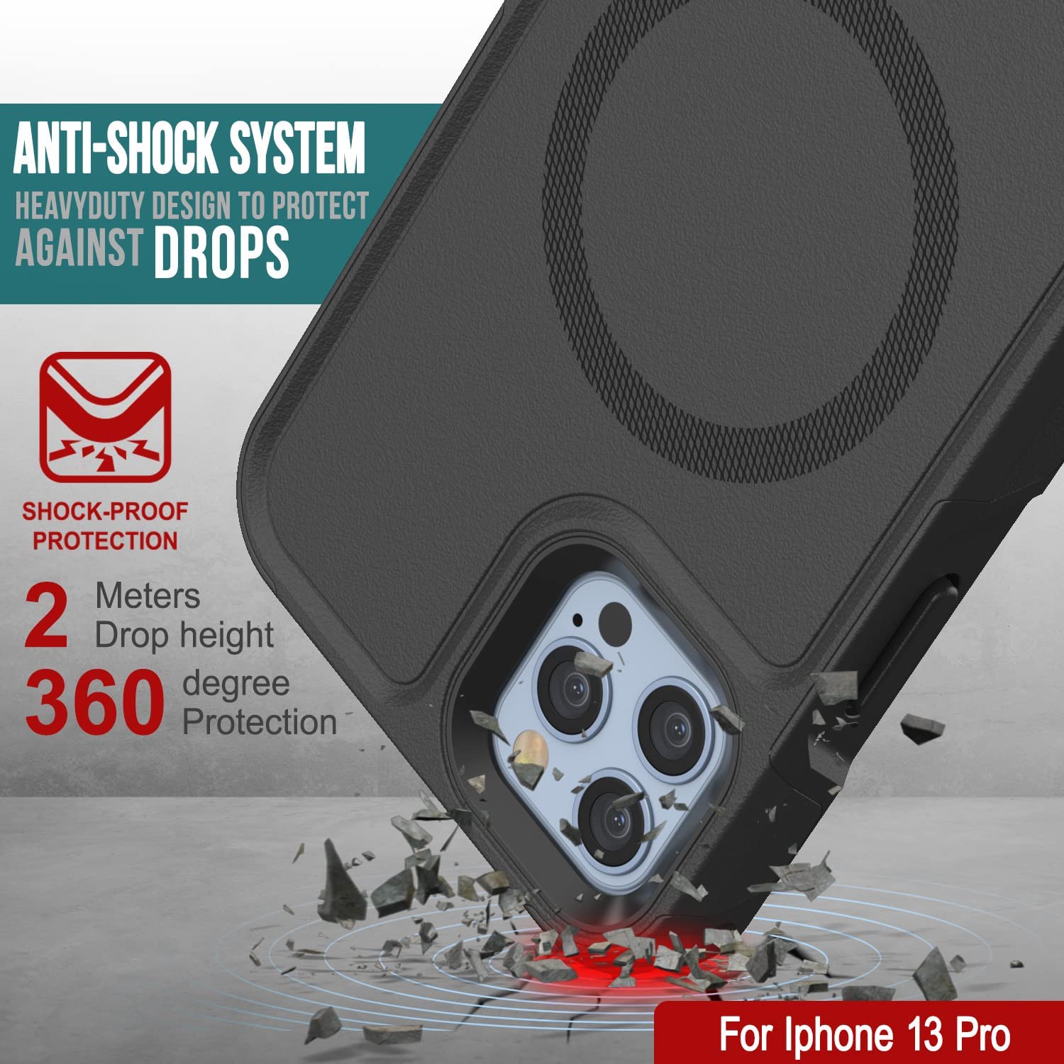 PunkCase iPhone 13 Pro Case, [Spartan 2.0 Series] Clear Rugged Heavy Duty Cover W/Built in Screen Protector [Black]