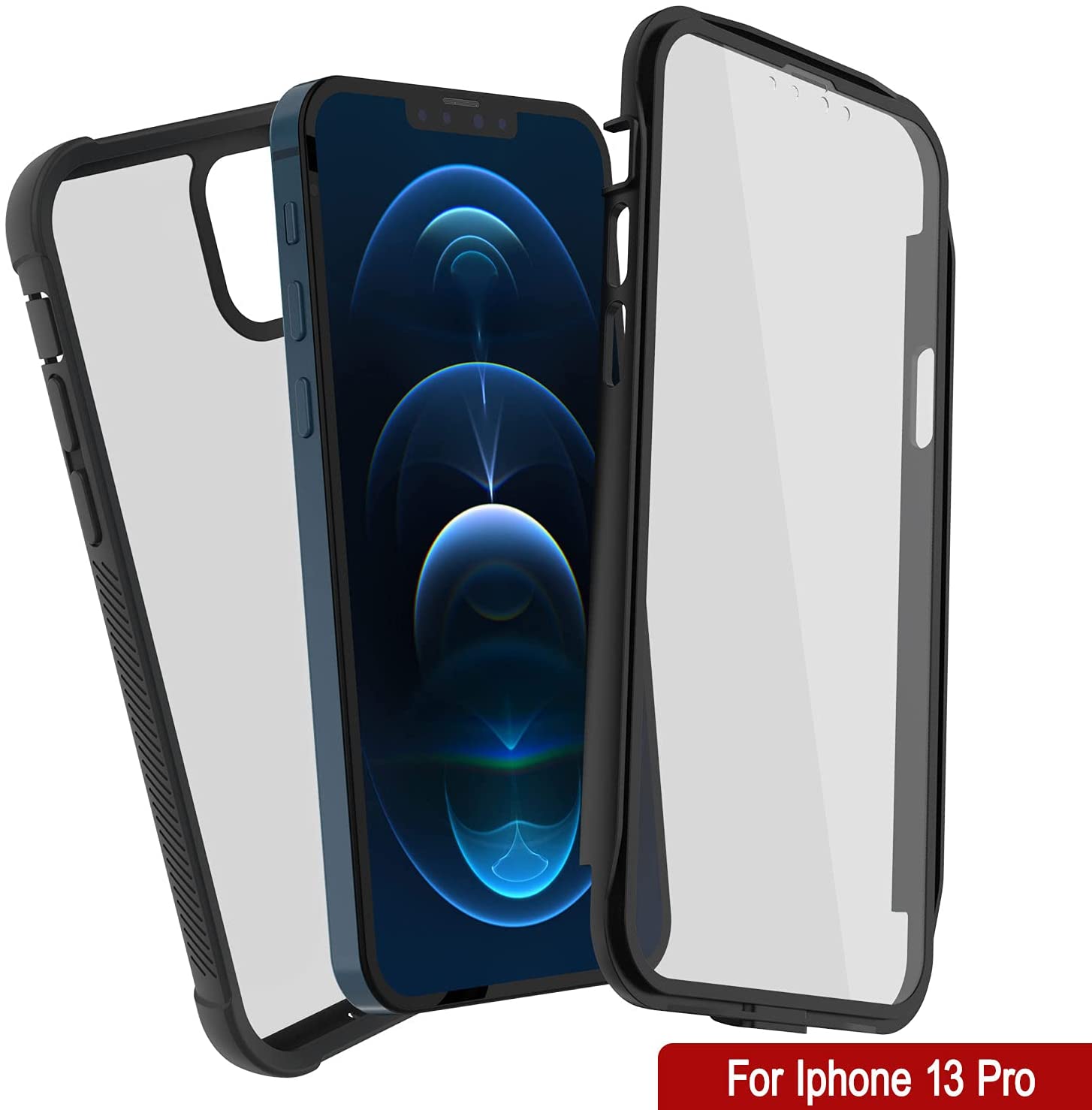 PunkCase iPhone 13 Pro Case, [Spartan Series] Clear Rugged Heavy Duty Cover W/Built in Screen Protector [Black]