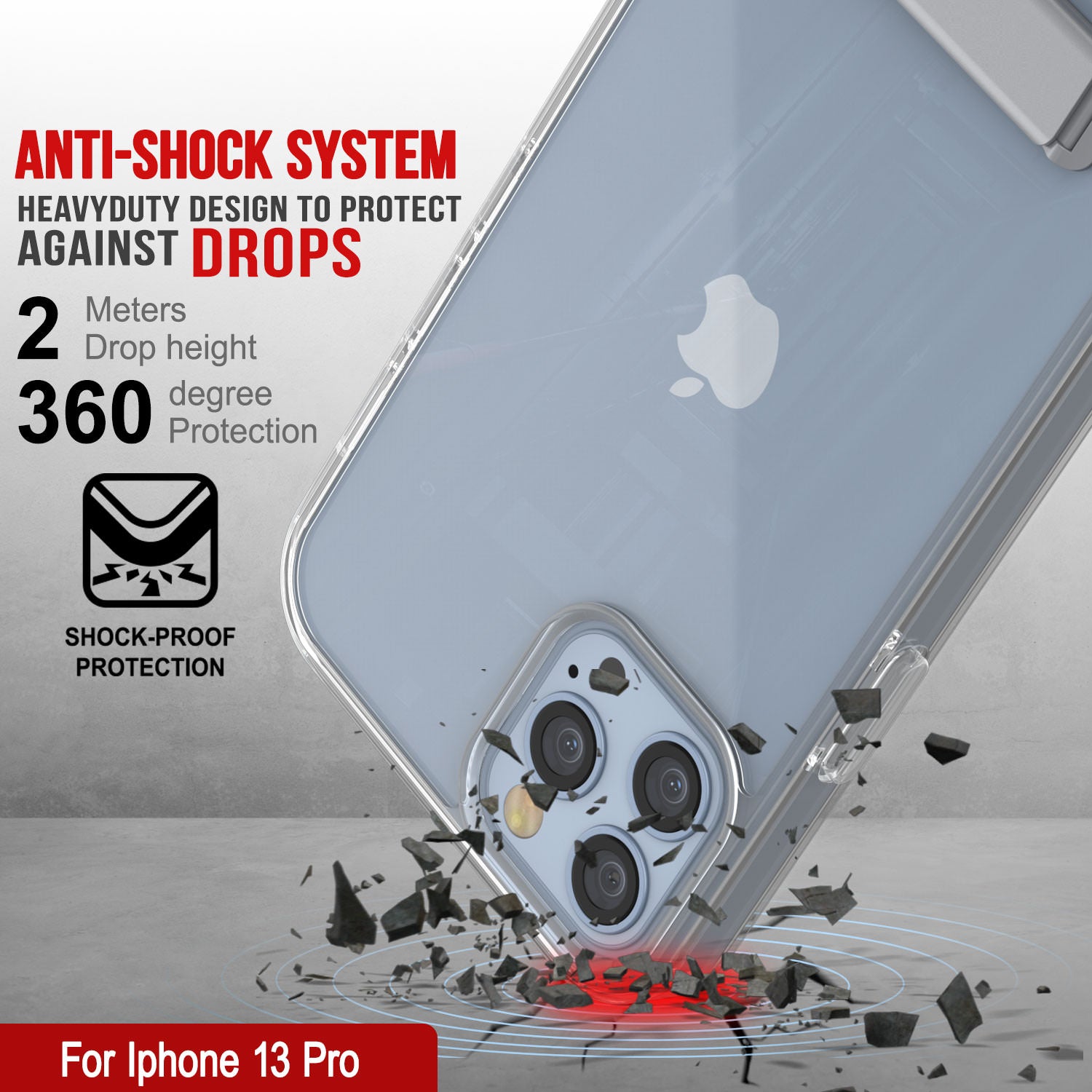 Punkcase iPhone 13 Pro Case with Kickstand [Crystal Kickstand Series] [Slim Fit]