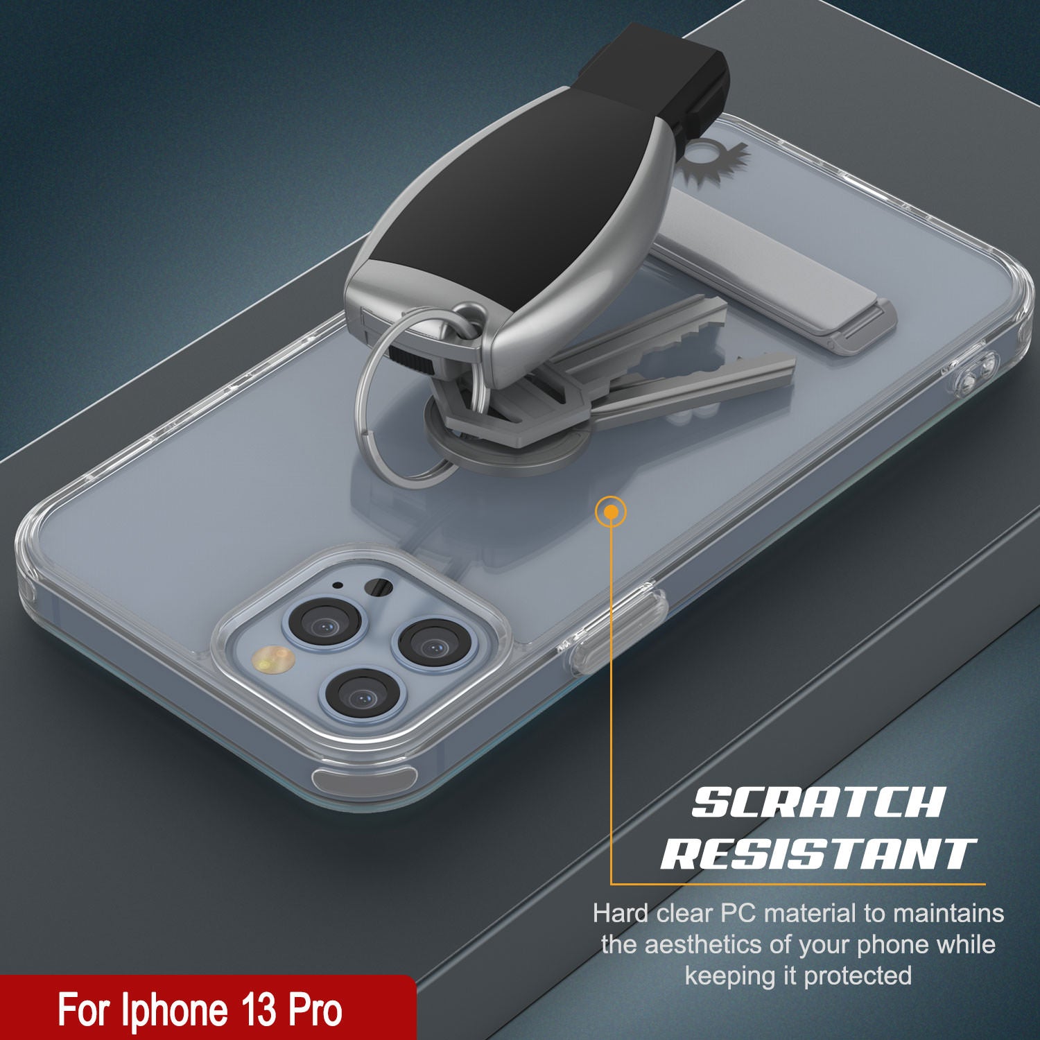 Punkcase iPhone 13 Pro Case with Kickstand [Crystal Kickstand Series] [Slim Fit]