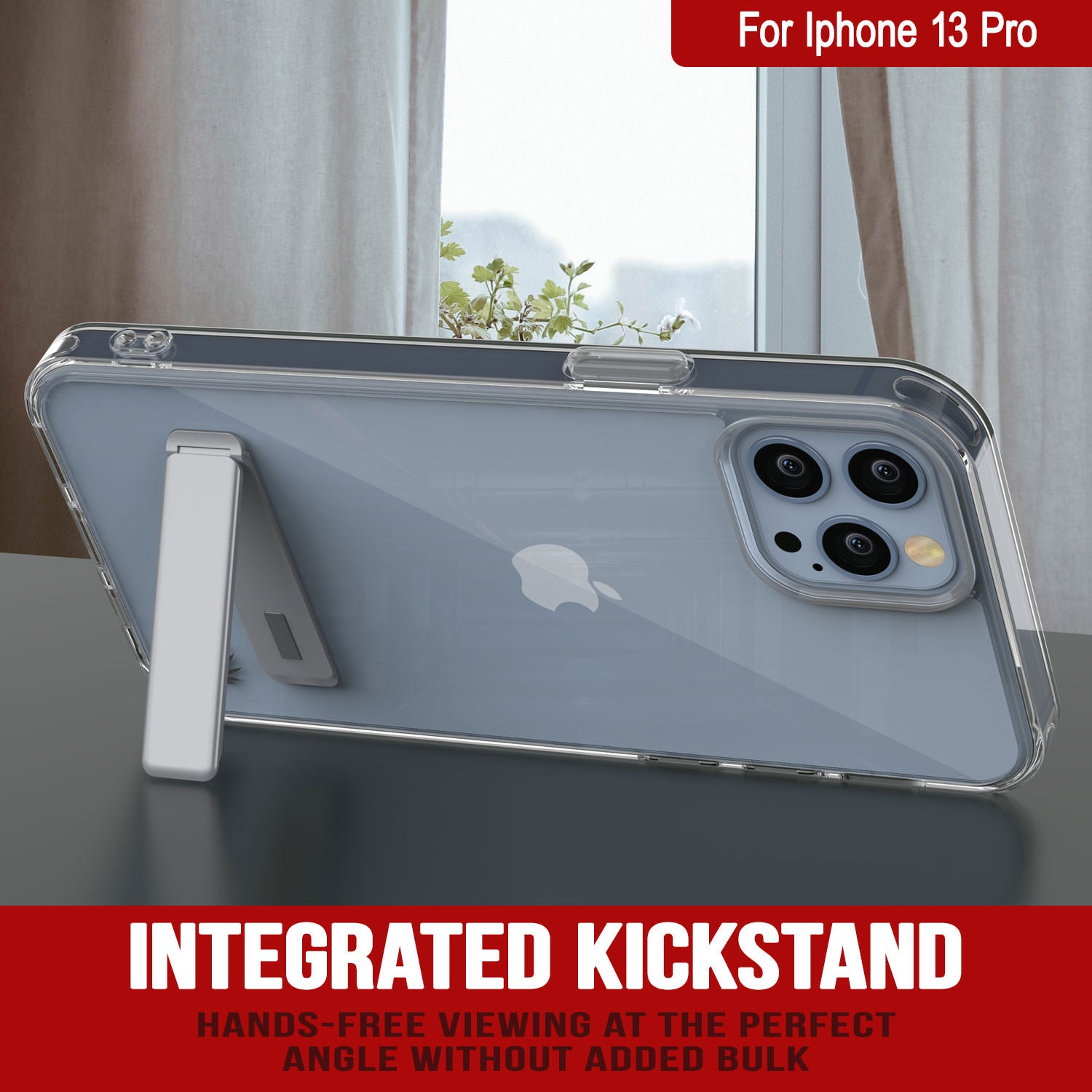 Punkcase iPhone 13 Pro Case with Kickstand [Crystal Kickstand Series] [Slim Fit]