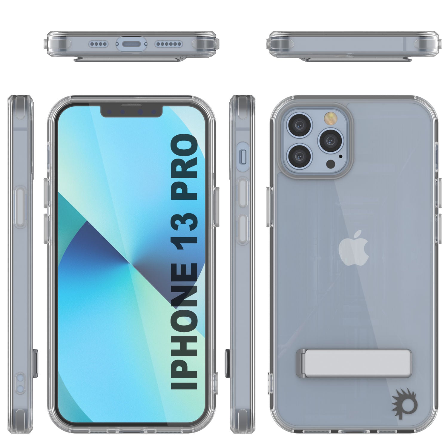 Punkcase iPhone 13 Pro Case with Kickstand [Crystal Kickstand Series] [Slim Fit]