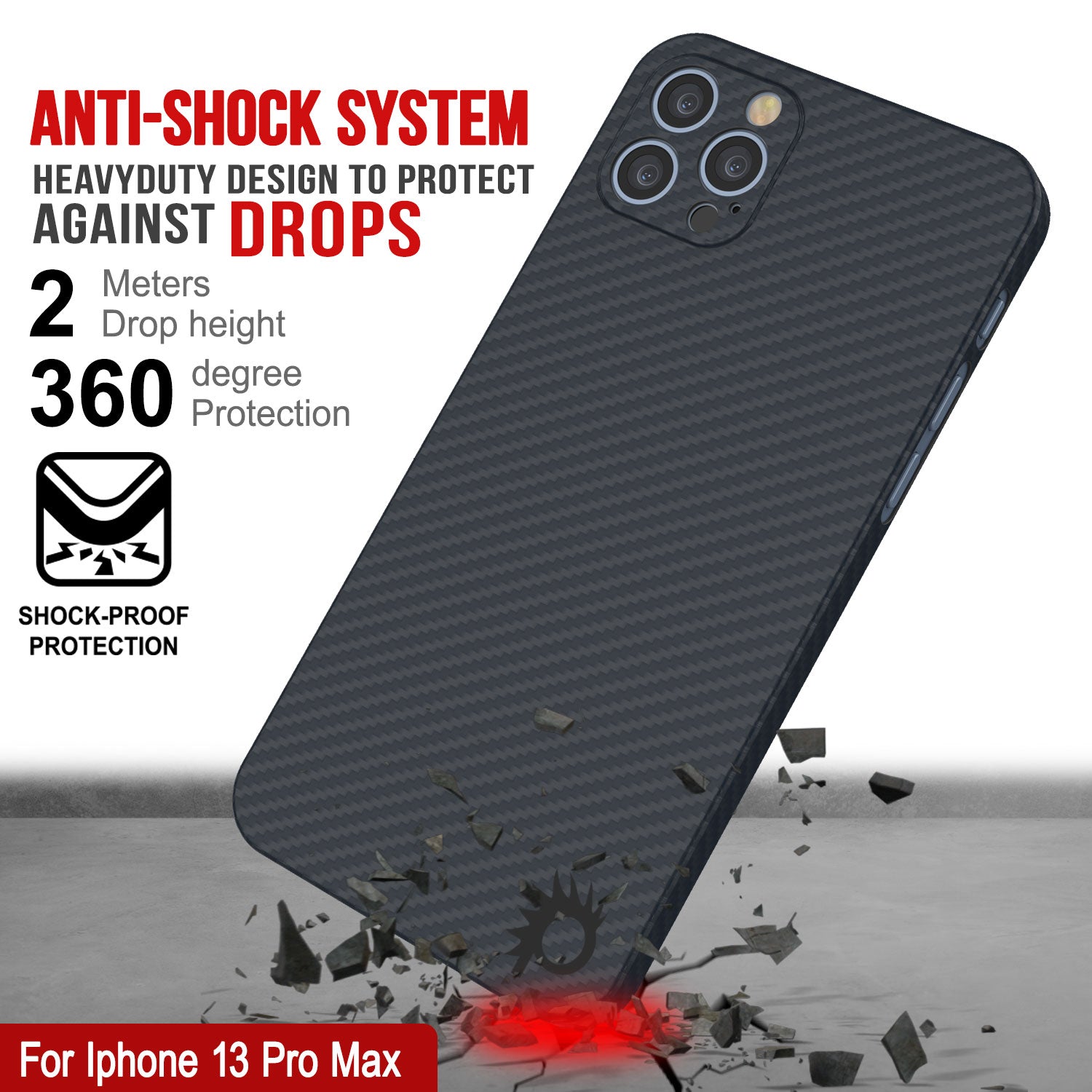 Punkcase iPhone 13 Pro Max Carbon Fiber Case [AramidShield Series] Ultra Slim & Light Kevlar