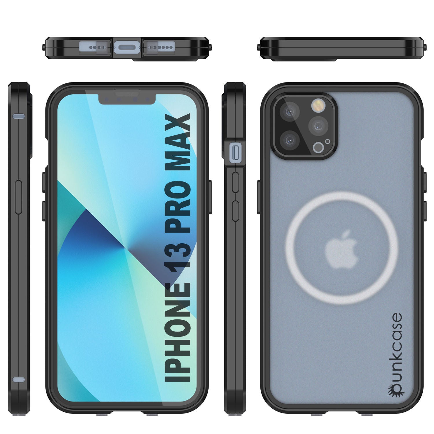 Punkcase iPhone 13 Pro Max Case [GlassMag Series] Cover W/ Built-In MagSafe Charging Circle [Black]