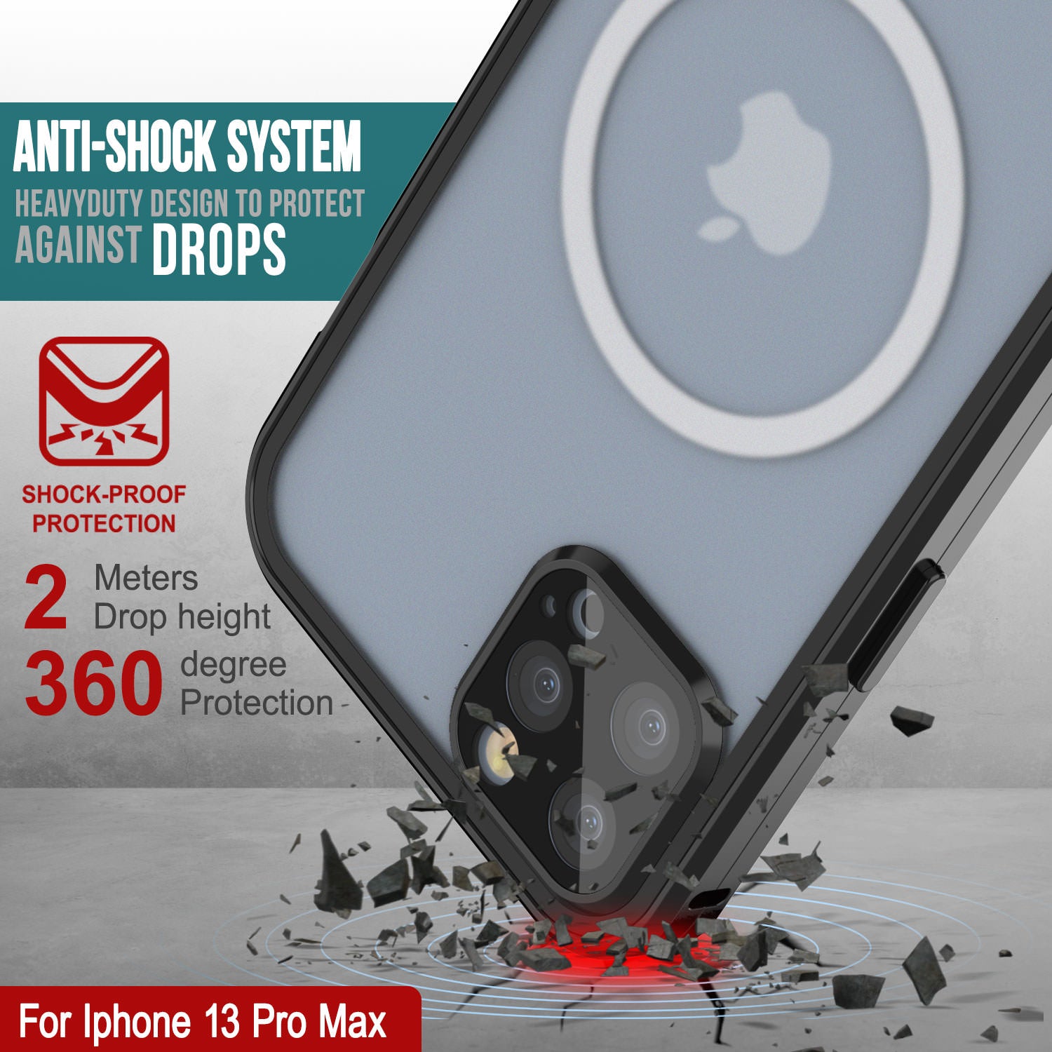 Punkcase iPhone 13 Pro Max Case [GlassMag Series] Cover W/ Built-In MagSafe Charging Circle [Black]