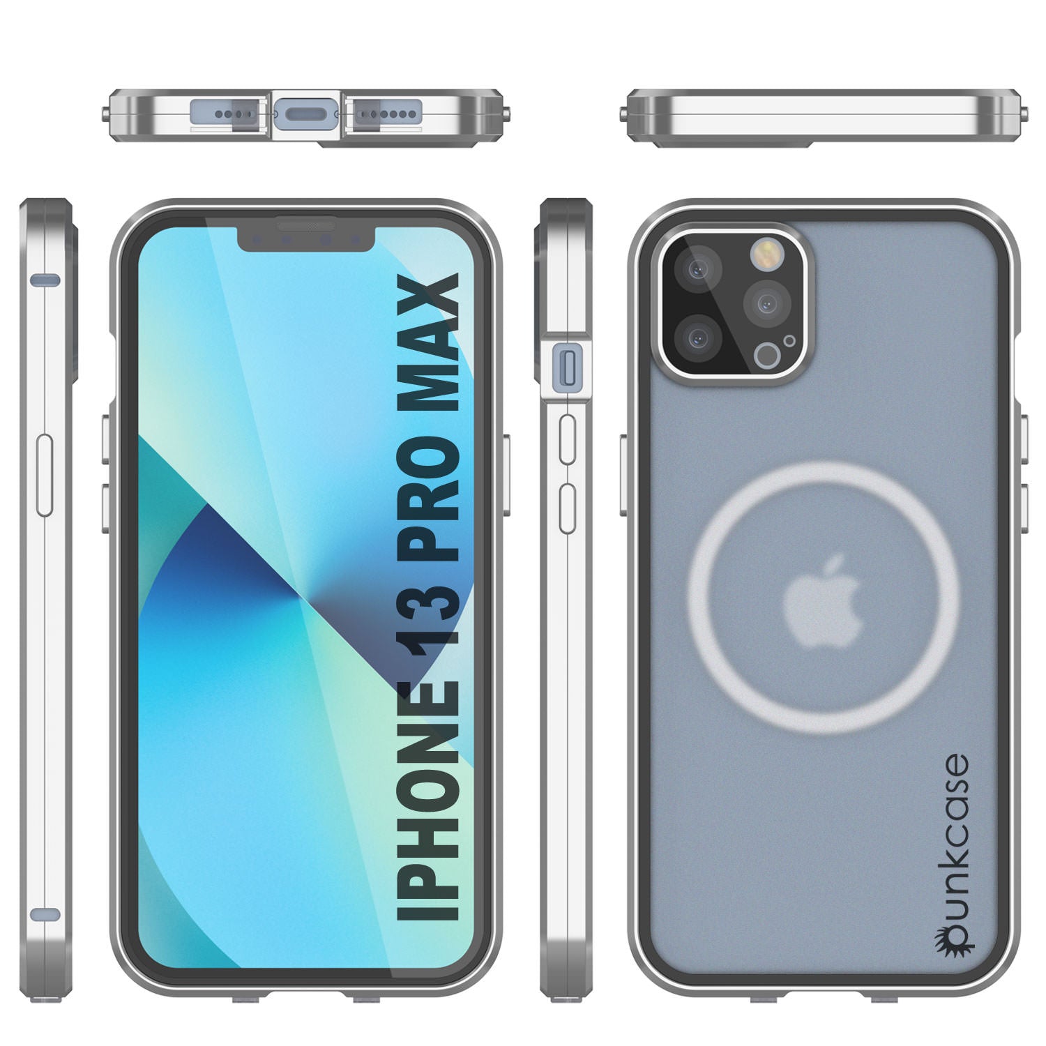 Punkcase iPhone 13 Pro Max Case [GlassMag Series] Cover W/ Built-In MagSafe Charging Circle [Silver]