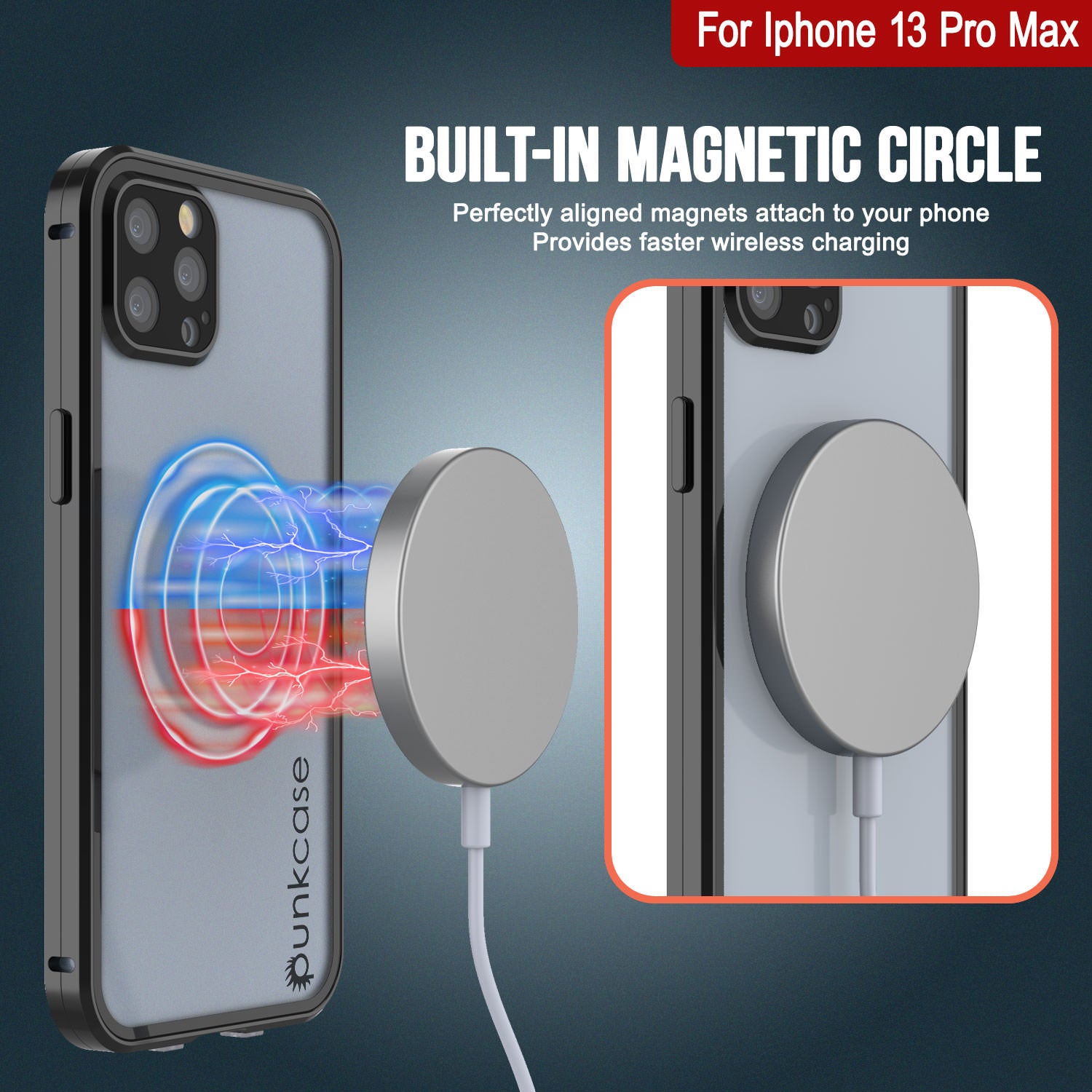 Punkcase iPhone 13 Pro Max Case [GlassMag Series] Cover W/ Built-In MagSafe Charging Circle [Black]