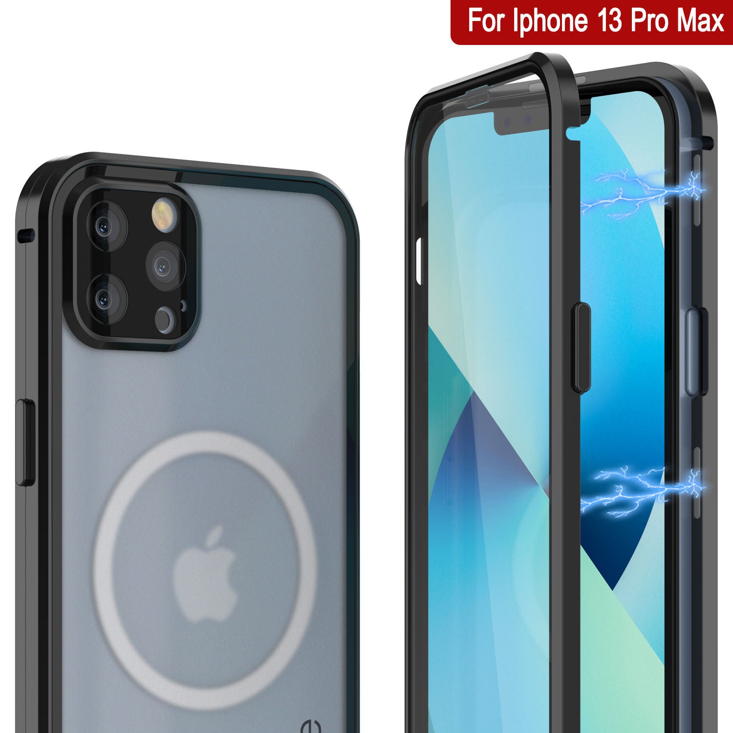 Punkcase iPhone 13 Pro Max Case [GlassMag Series] Cover W/ Built-In MagSafe Charging Circle [Black]