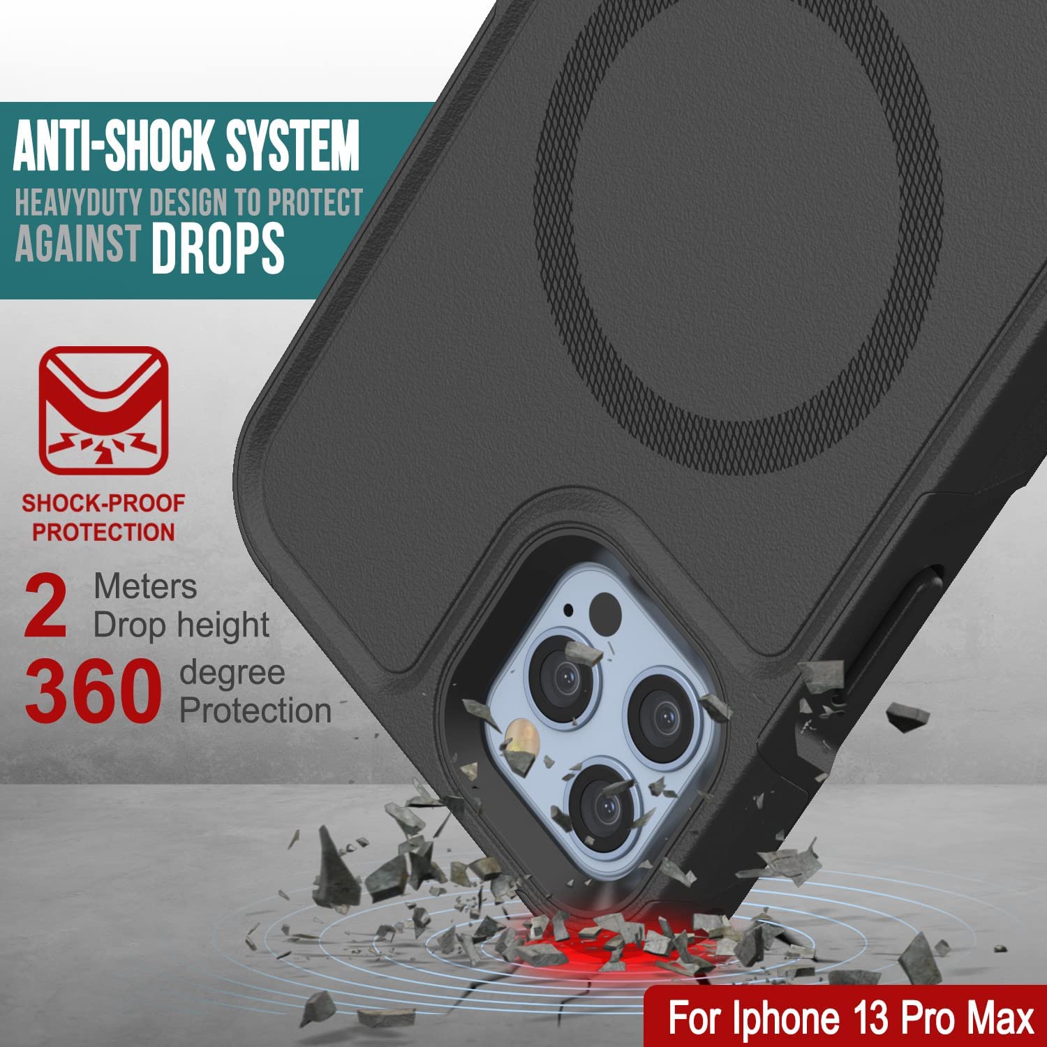 PunkCase iPhone 13 Pro Max Case, [Spartan 2.0 Series] Clear Rugged Heavy Duty Cover W/Built in Screen Protector [Black]