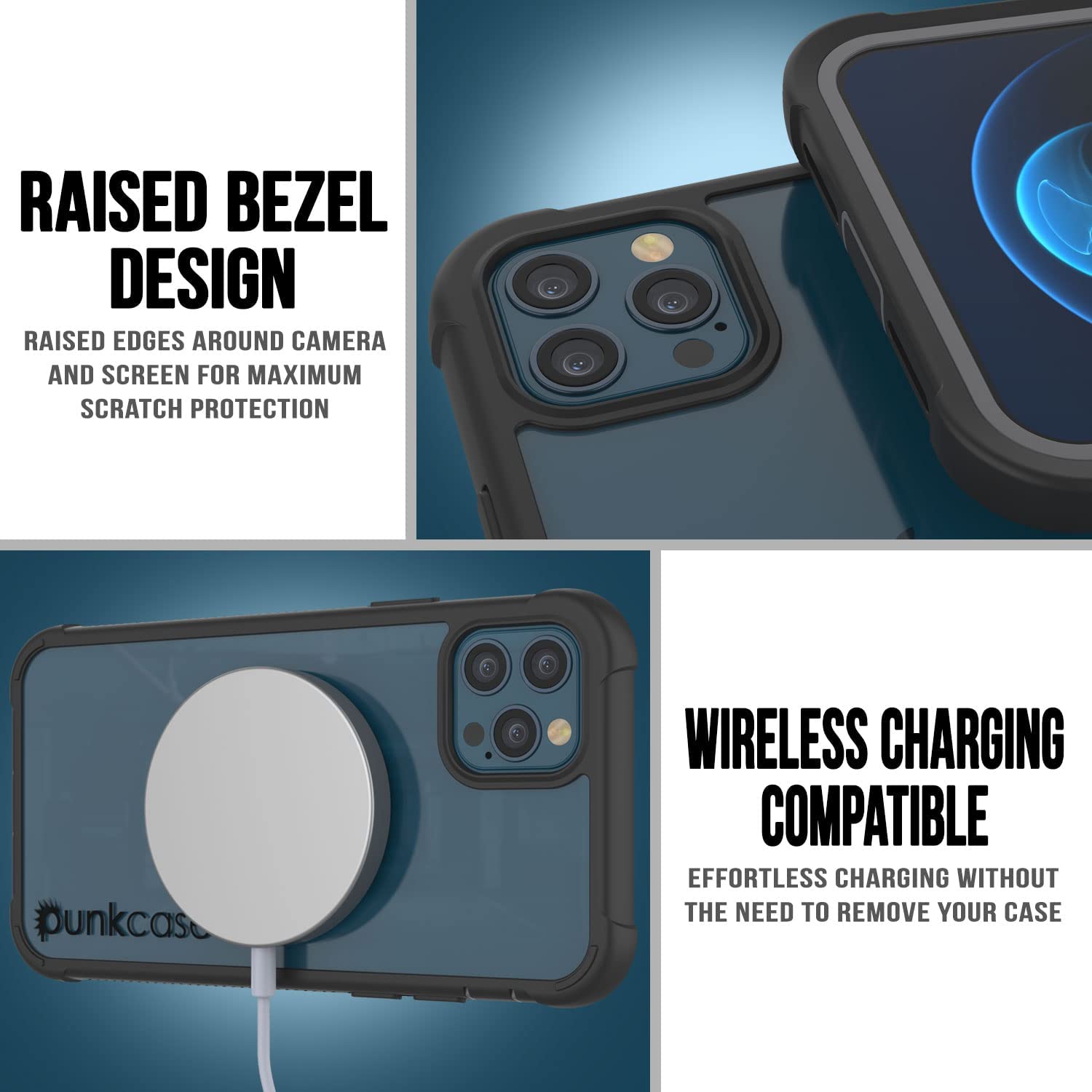 PunkCase iPhone 13 Pro Max Case, [Spartan Series] Clear Rugged Heavy Duty Cover W/Built in Screen Protector [Purple]