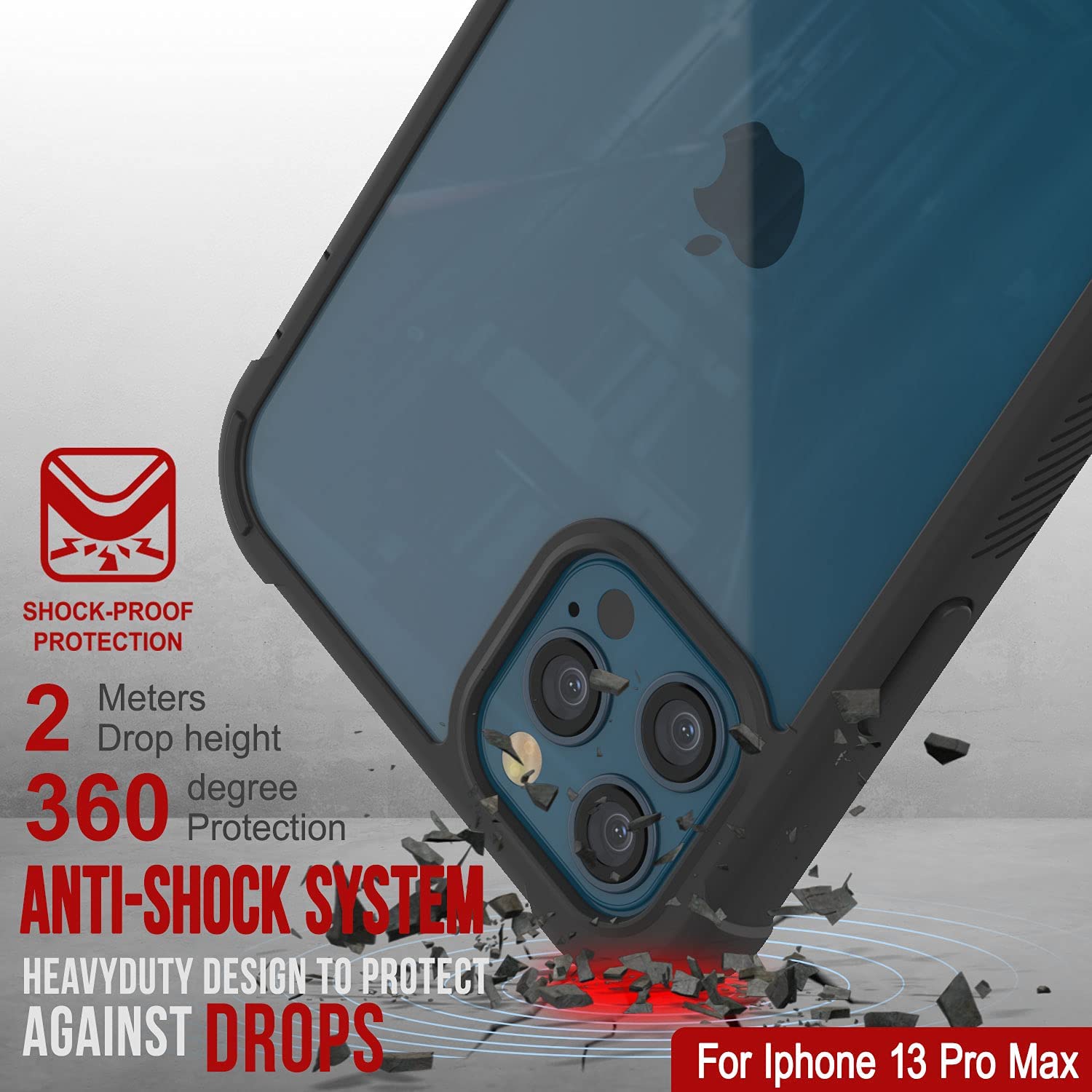 PunkCase iPhone 13 Pro Max Case, [Spartan Series] Clear Rugged Heavy Duty Cover W/Built in Screen Protector [Purple]