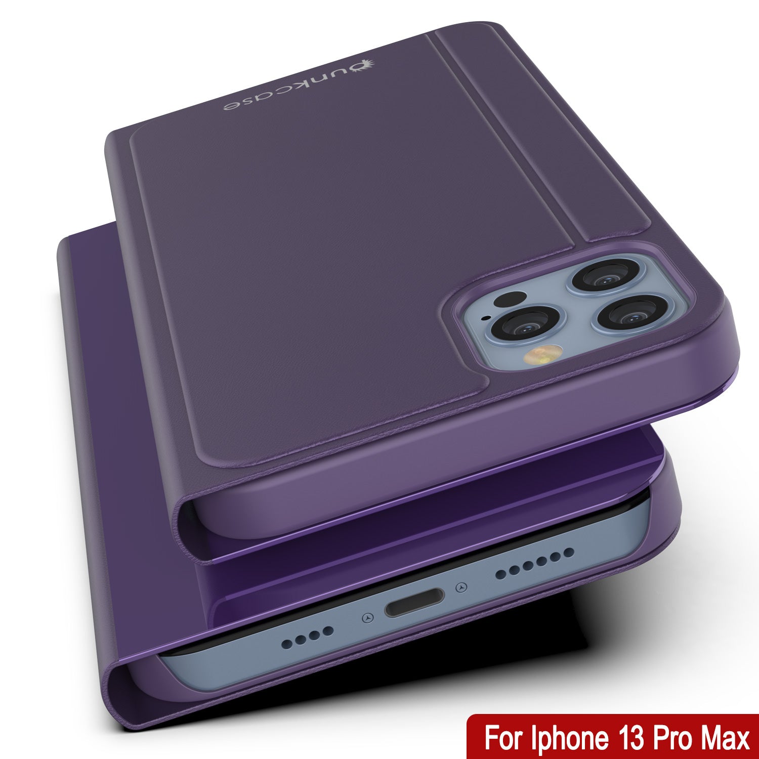 Punkcase iPhone 13 Pro Max Reflector Case Protective Flip Cover [Purple]