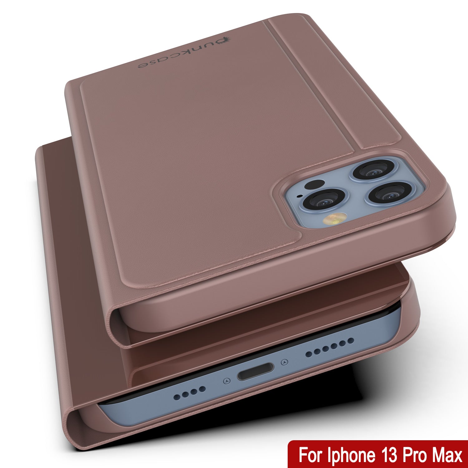 Punkcase iPhone 13 Pro Max Reflector Case Protective Flip Cover [Rose]