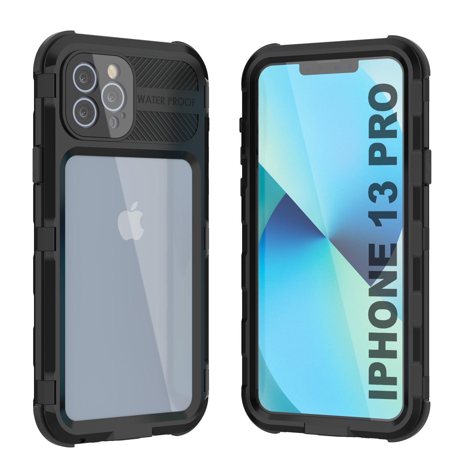 iPhone 13 Pro Metal Extreme 2.0 Series Aluminum Waterproof Case IP68 W/Buillt in Screen Protector [Black]
