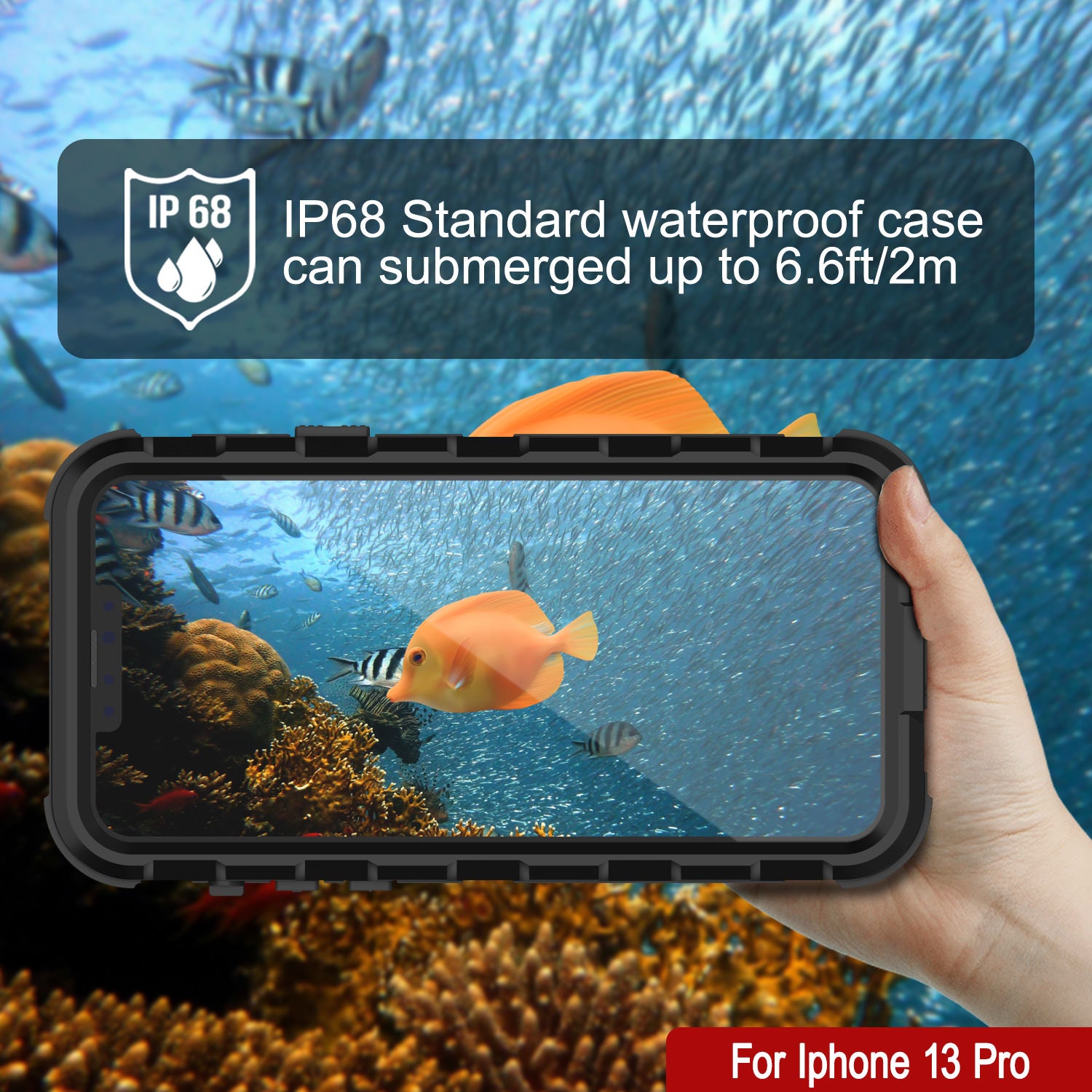 iPhone 13 Pro Metal Extreme 2.0 Series Aluminum Waterproof Case IP68 W/Buillt in Screen Protector [Black]