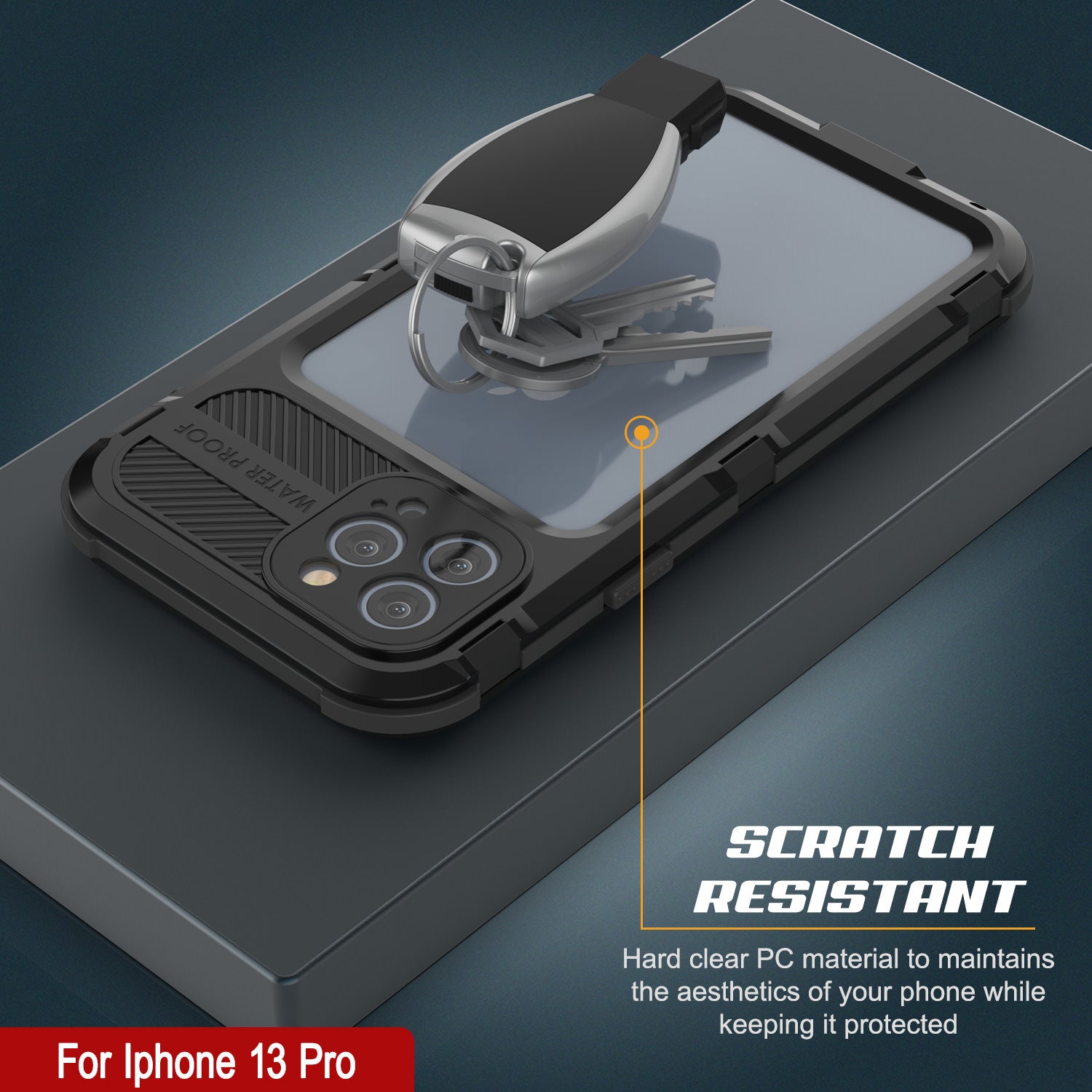 iPhone 13 Pro Metal Extreme 2.0 Series Aluminum Waterproof Case IP68 W/Buillt in Screen Protector [Black]