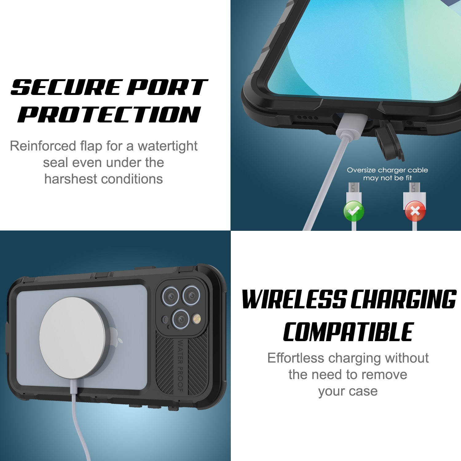 iPhone 13 Pro Metal Extreme 2.0 Series Aluminum Waterproof Case IP68 W/Buillt in Screen Protector [Black]