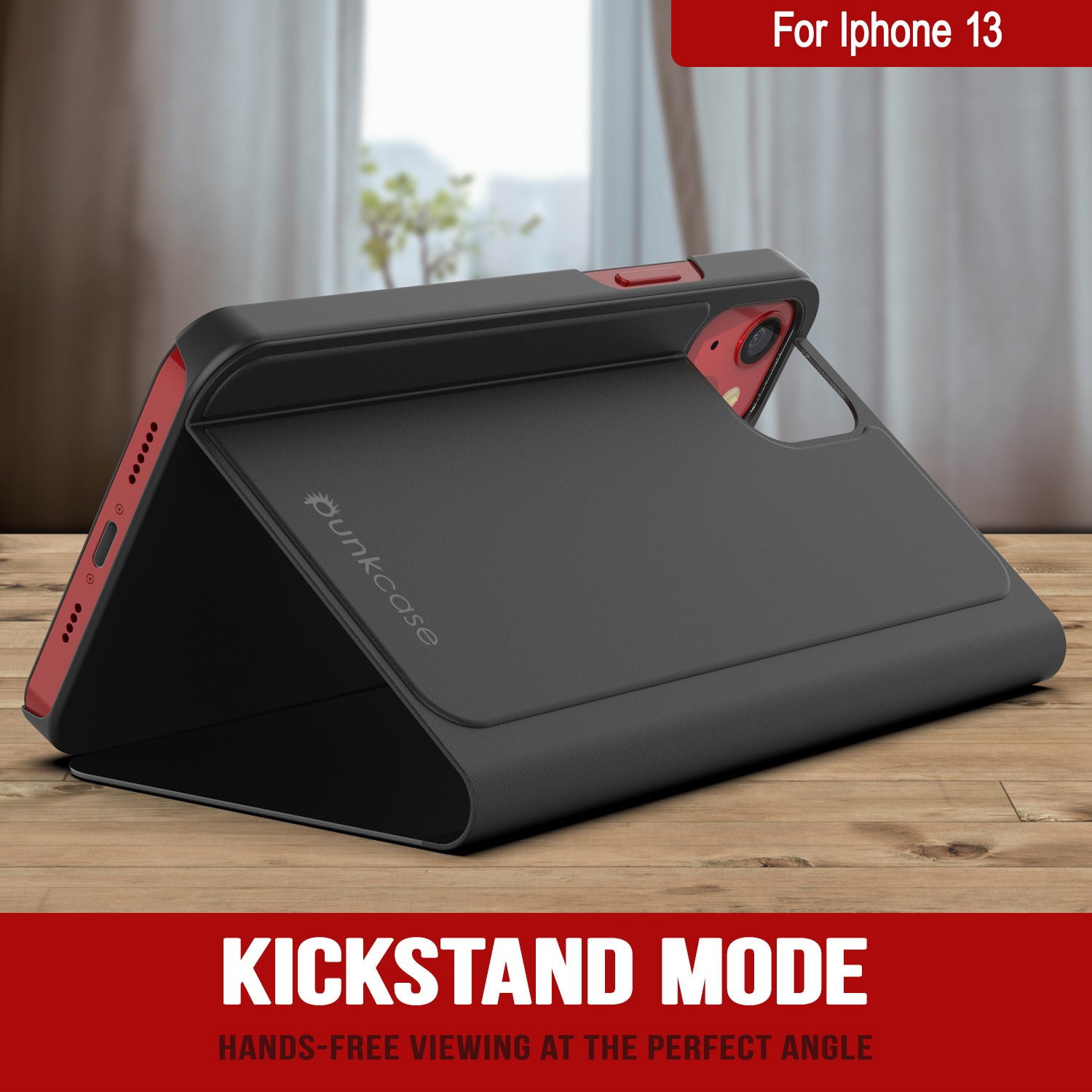Punkcase iPhone 13 Reflector Case Protective Flip Cover [Black]