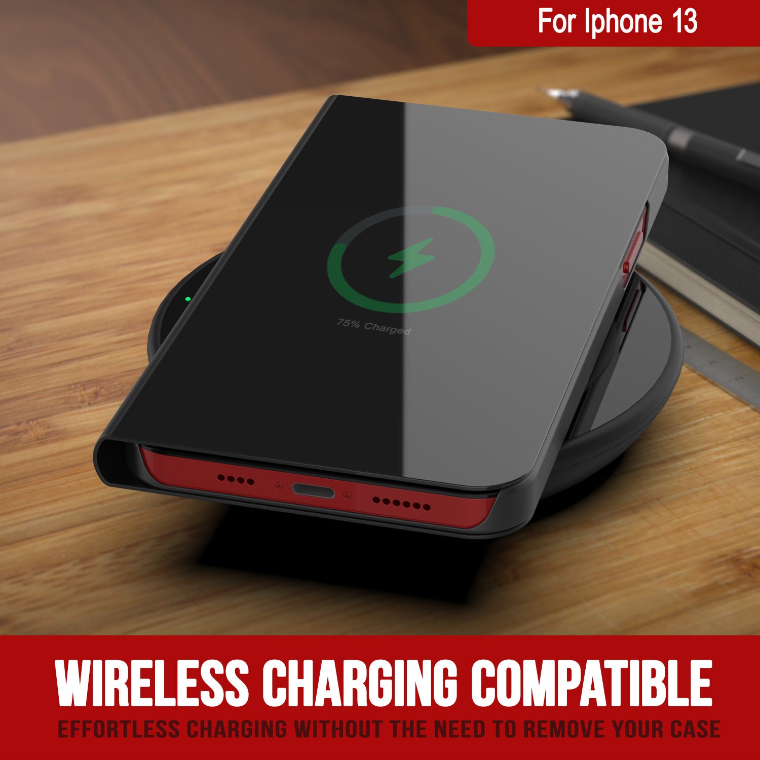 Punkcase iPhone 13 Reflector Case Protective Flip Cover [Black]