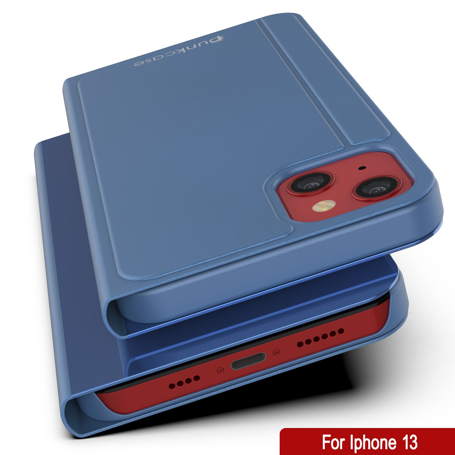 Punkcase iPhone 13 Reflector Case Protective Flip Cover [Blue]