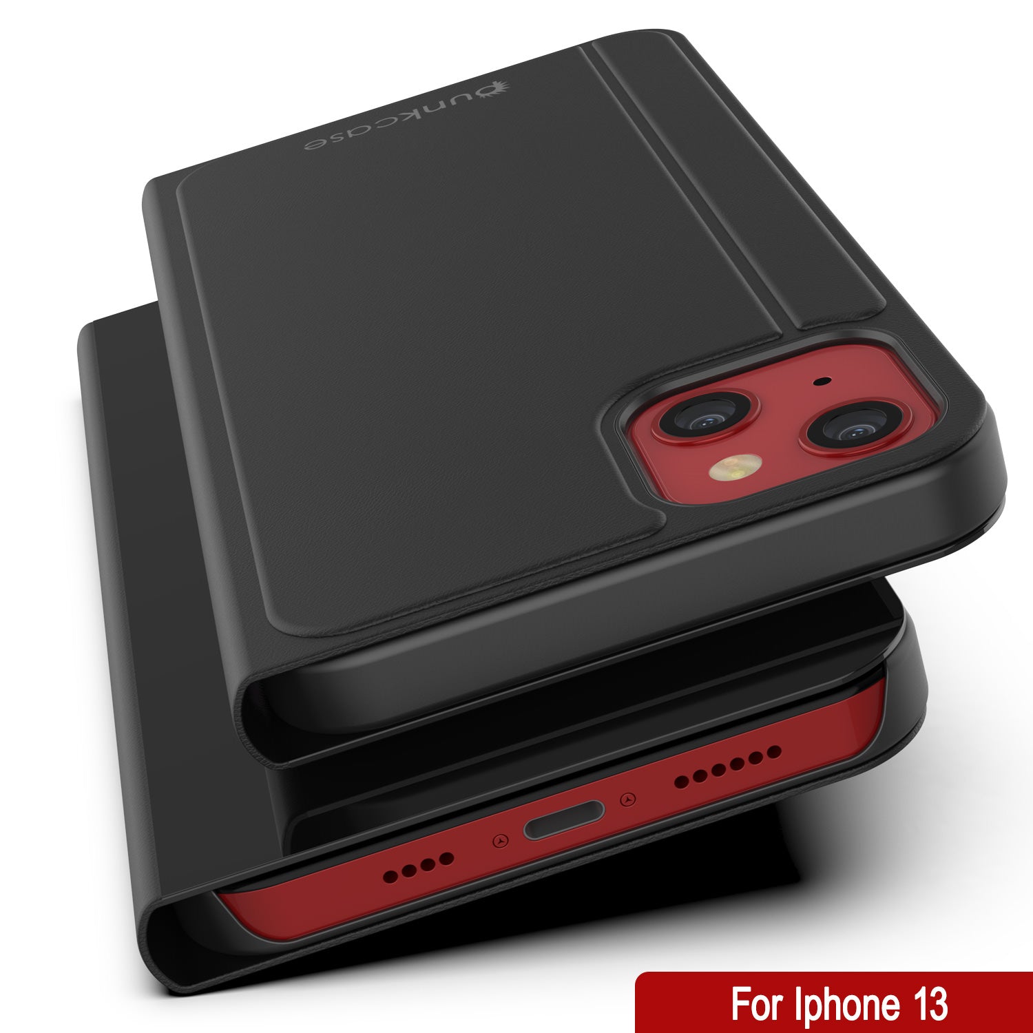 Punkcase iPhone 13 Reflector Case Protective Flip Cover [Black]