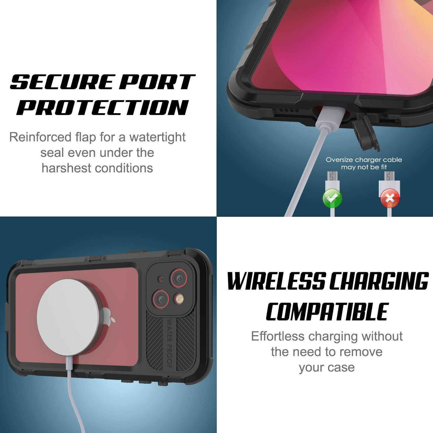 iPhone 13 Metal Extreme 2.0 Series Aluminum Waterproof Case IP68 W/Buillt in Screen Protector [Black]