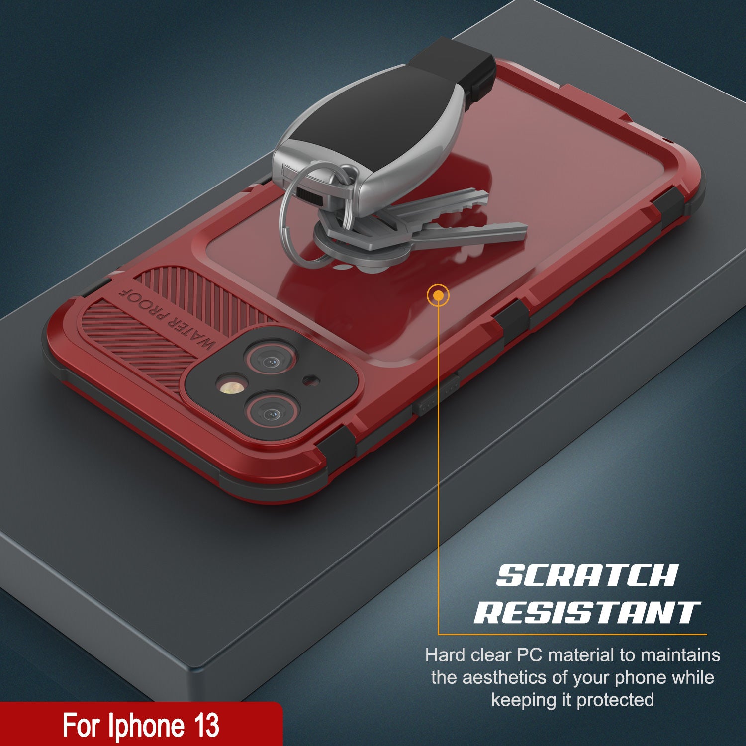 iPhone 13 Metal Extreme 2.0 Series Aluminum Waterproof Case IP68 W/Buillt in Screen Protector [Red-Black]