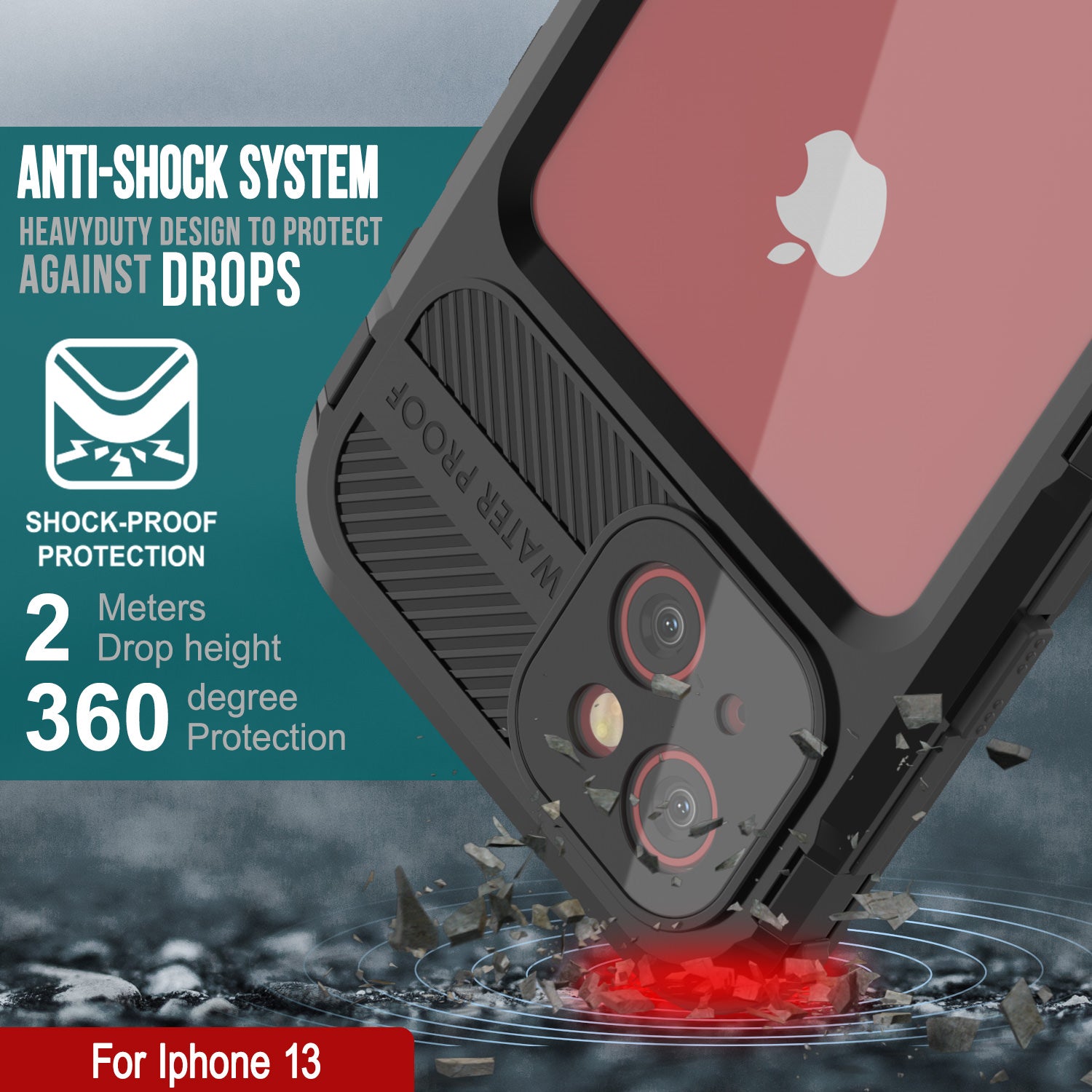 iPhone 13 Metal Extreme 2.0 Series Aluminum Waterproof Case IP68 W/Buillt in Screen Protector [Black]