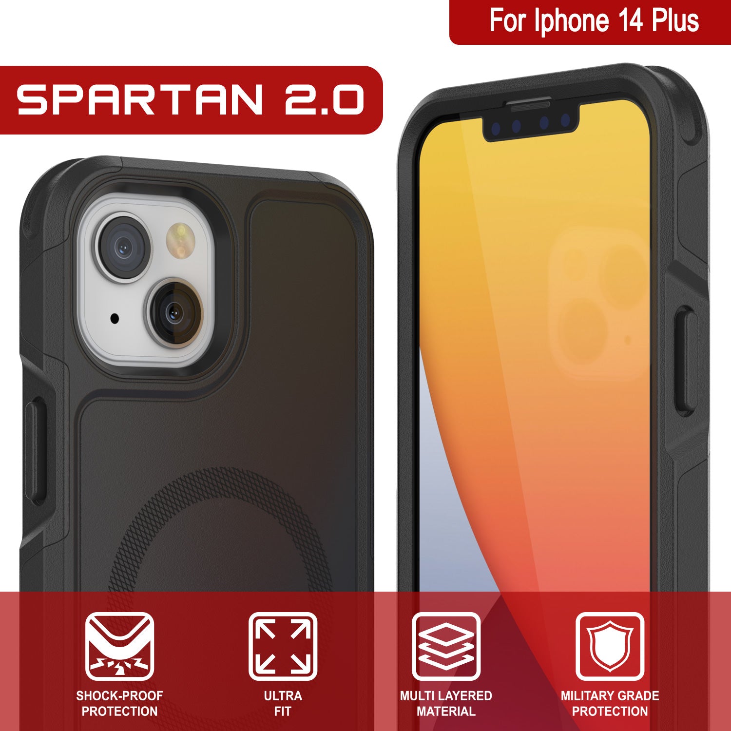 PunkCase iPhone 14 Plus Case, [Spartan 2.0 Series] Clear Rugged Heavy –  punkcase