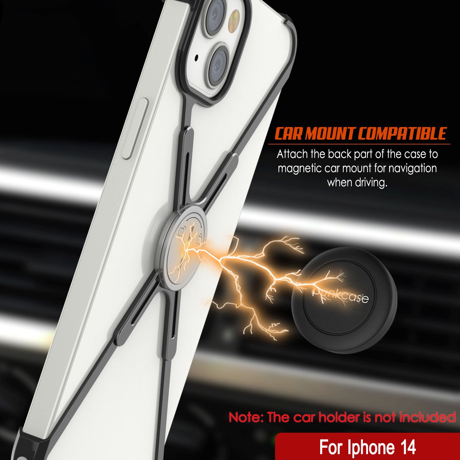 Punkcase iPhone 14 Bumper Case [Backbone Series] Ultra Slim Minimalist Aluminum Metal X-Frame Cover for iPhone 14 (2022) (6.1") [Black]