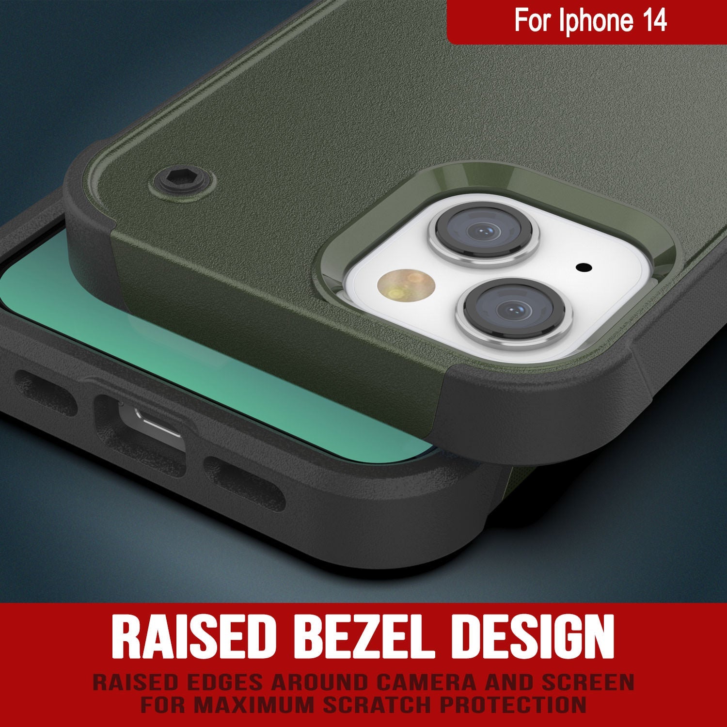 Punkcase iPhone 15 Case [Reliance Series] Protective Hybrid Military Grade Cover W/Built-in Kickstand [Army-Green-Black]