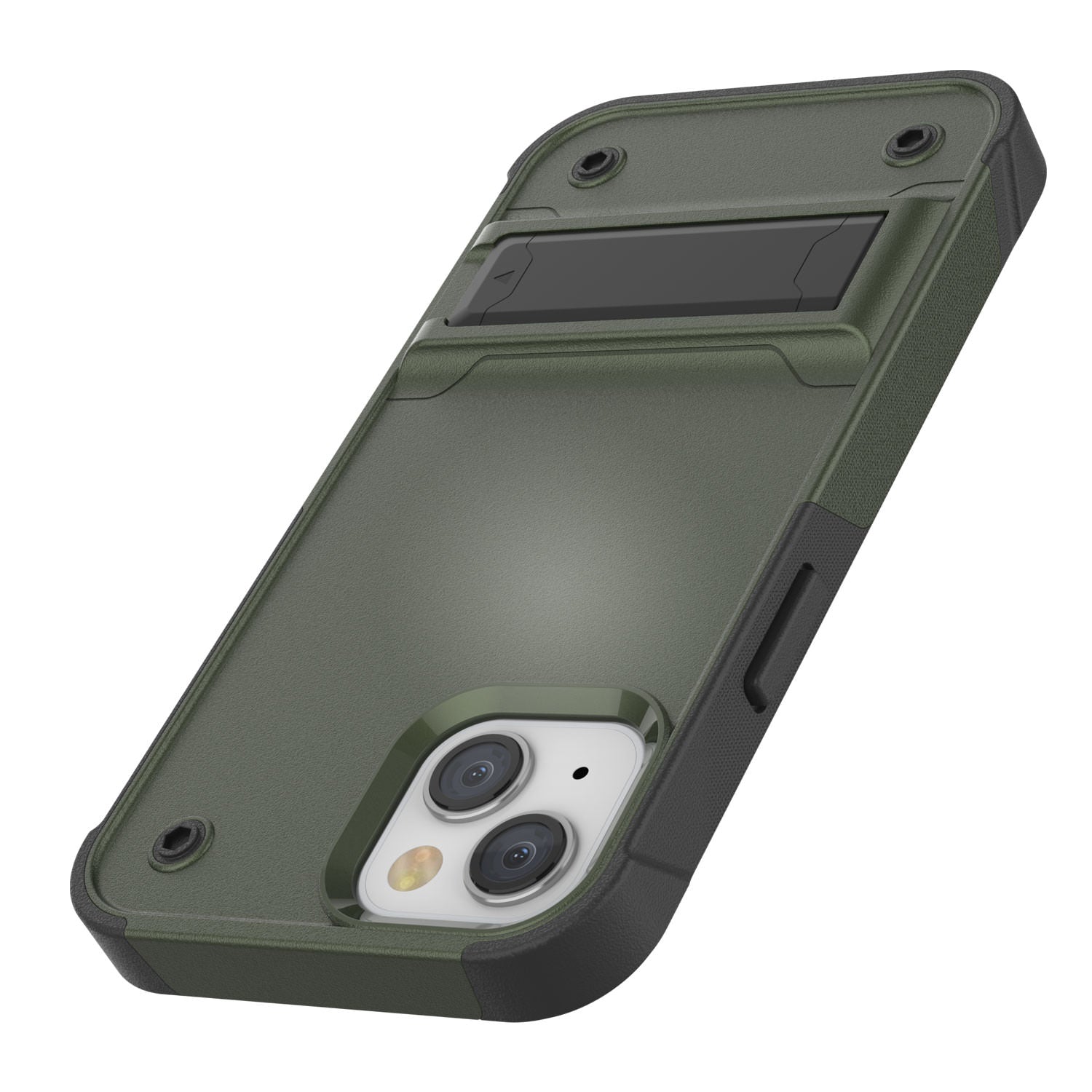 Punkcase iPhone 15 Case [Reliance Series] Protective Hybrid Military Grade Cover W/Built-in Kickstand [Army-Green-Black]