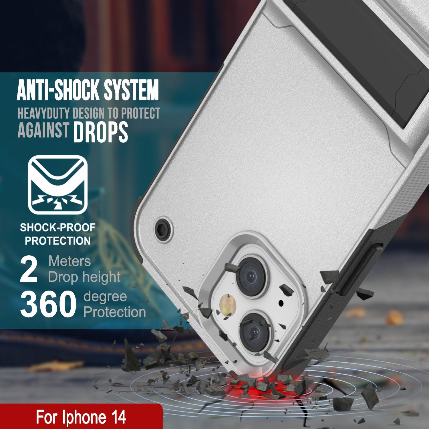 Punkcase iPhone 15 Case [Reliance Series] Protective Hybrid Military Grade Cover W/Built-in Kickstand [White-Black]