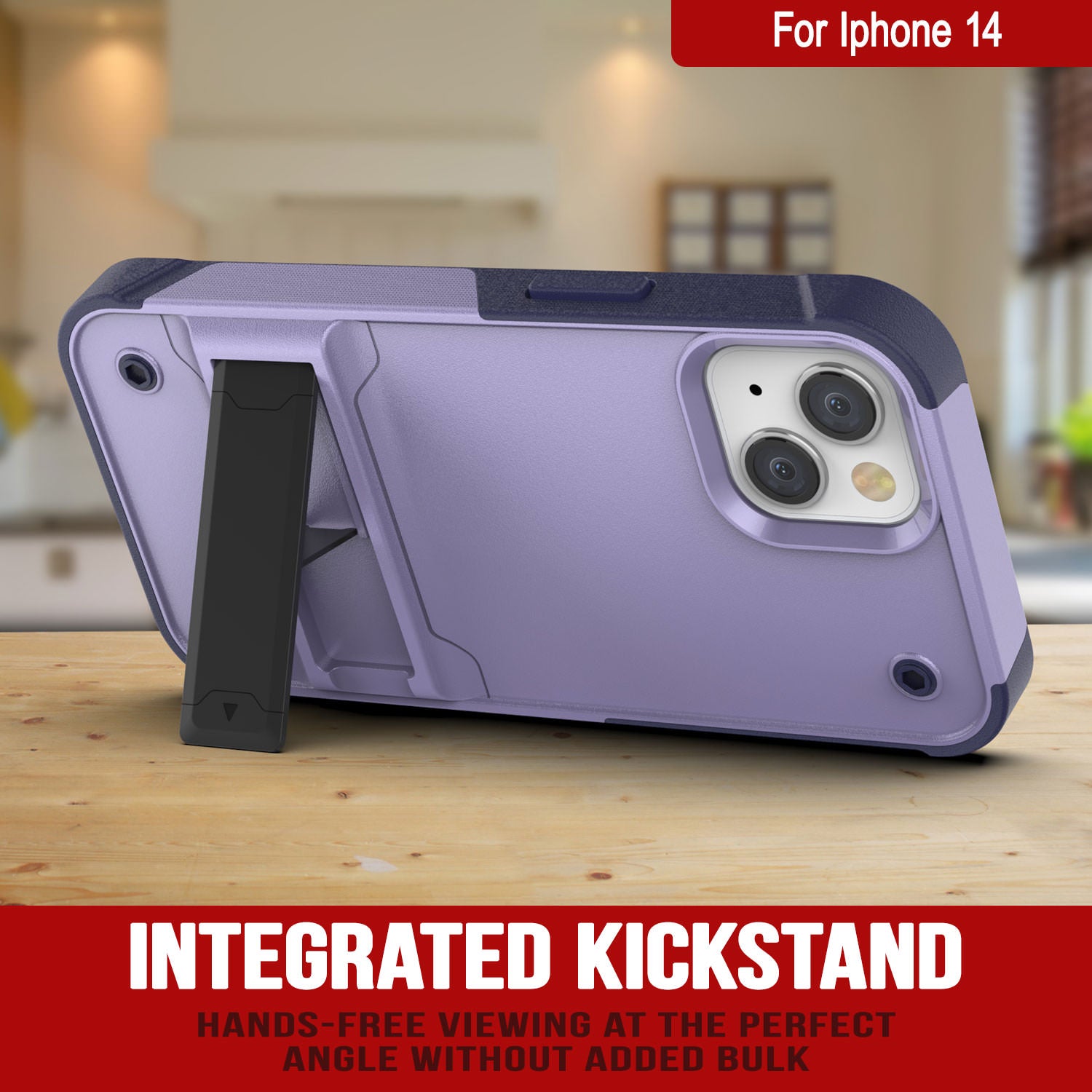 Punkcase iPhone 15 Case [Reliance Series] Protective Hybrid Military Grade Cover W/Built-in Kickstand [Purple-Navy]
