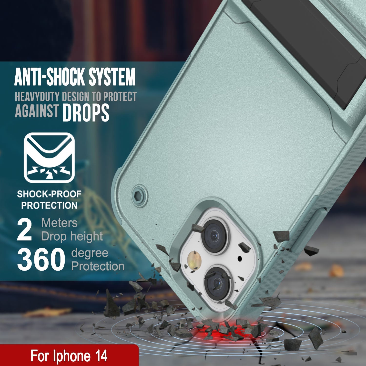 Punkcase iPhone 15 Case [Reliance Series] Protective Hybrid Military Grade Cover W/Built-in Kickstand [Green]