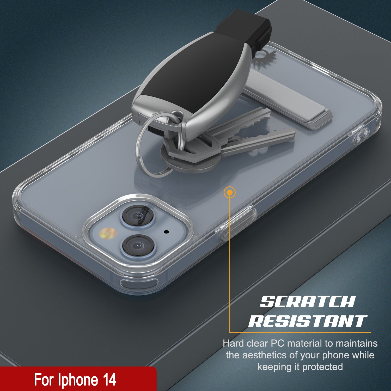 Punkcase iPhone 14 Case with Kickstand [Crystal Kickstand Series] [Slim Fit]