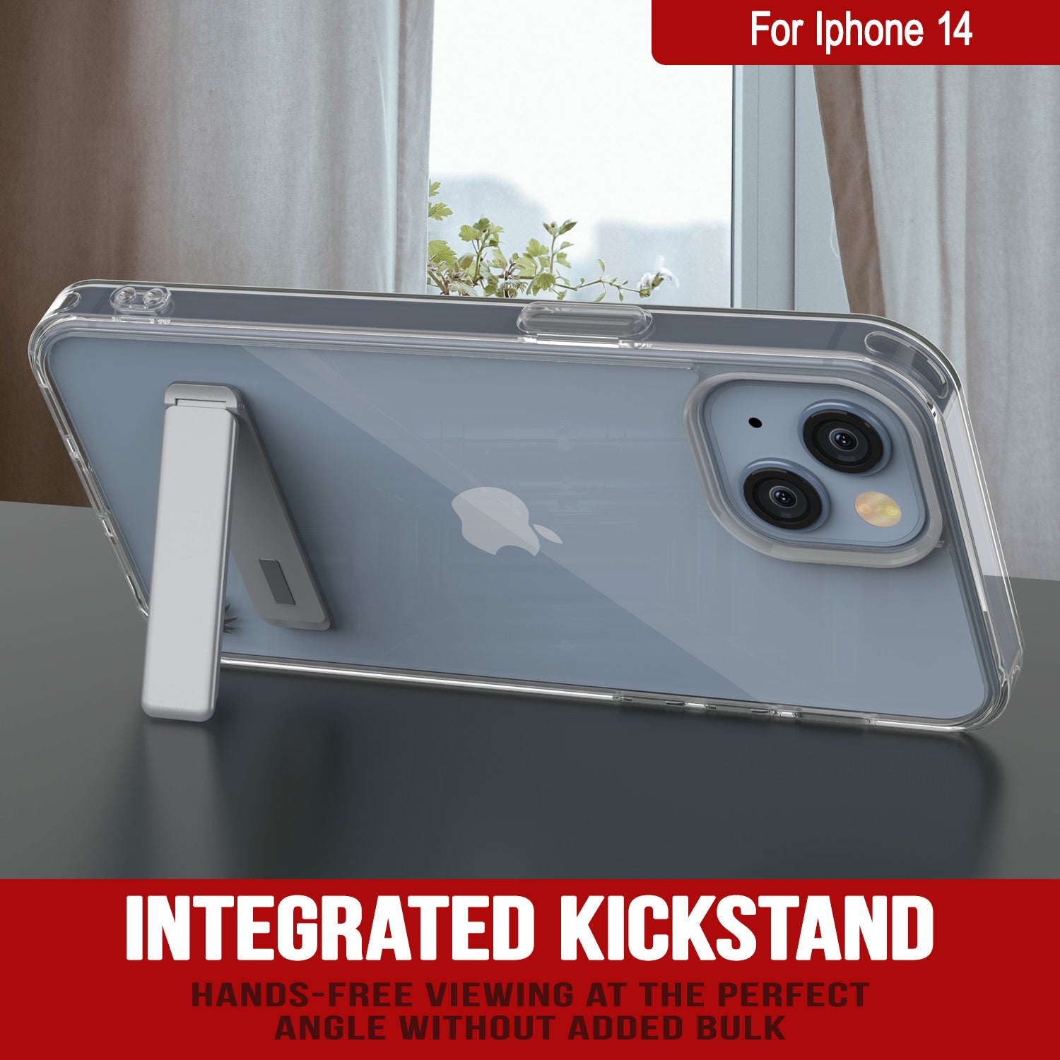 Punkcase iPhone 14 Case with Kickstand [Crystal Kickstand Series] [Slim Fit]