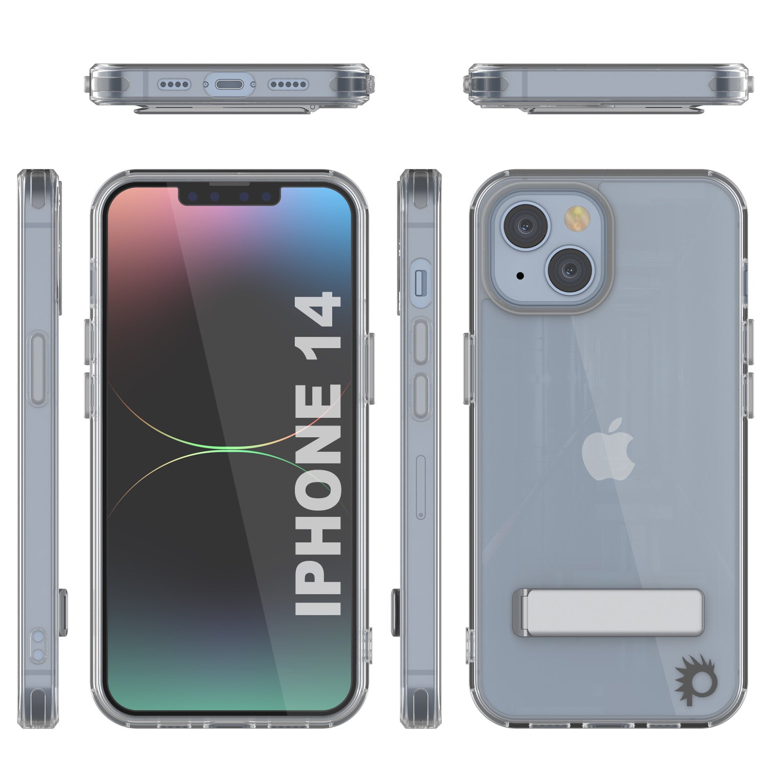 Punkcase iPhone 14 Case with Kickstand [Crystal Kickstand Series] [Slim Fit]