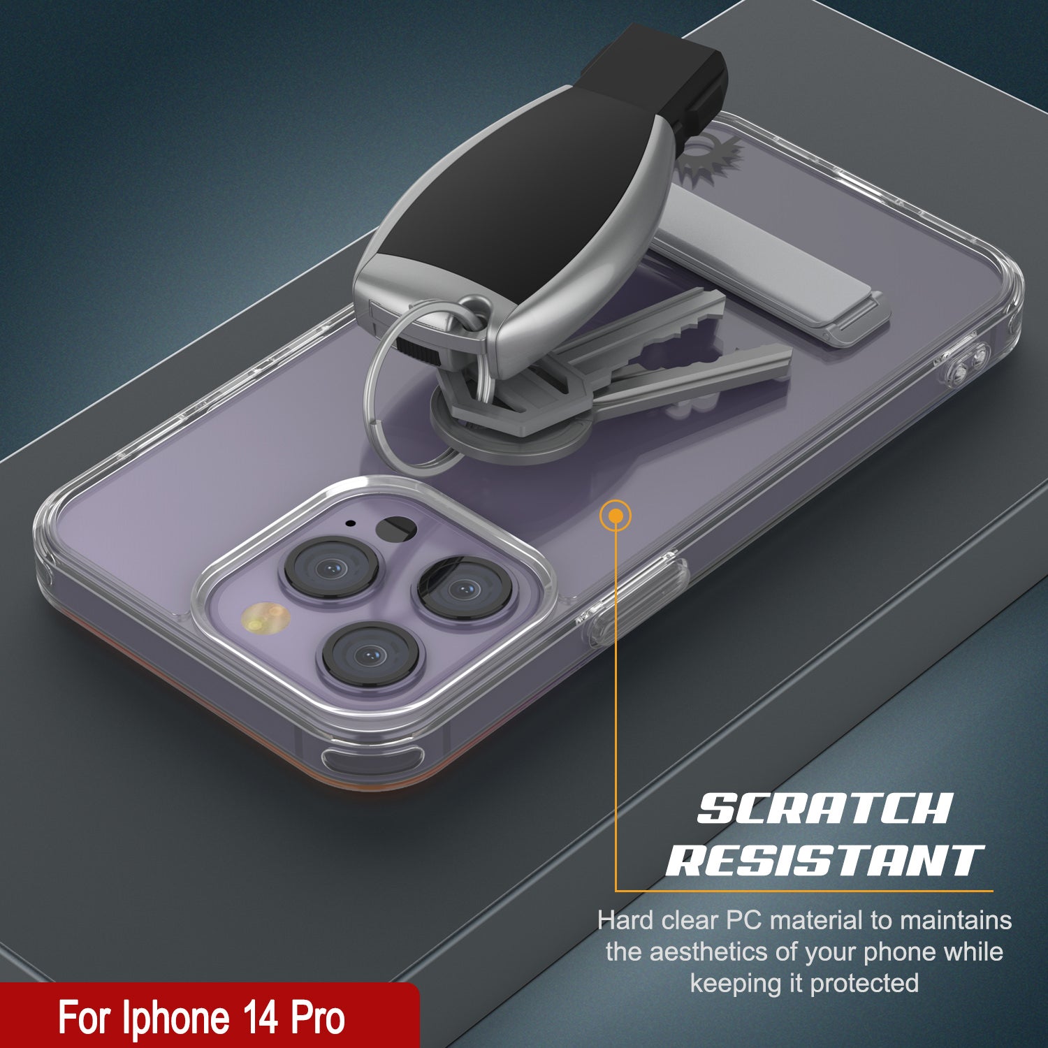 Punkcase iPhone 14 Pro Case with Kickstand [Crystal Kickstand Series] [Slim Fit]